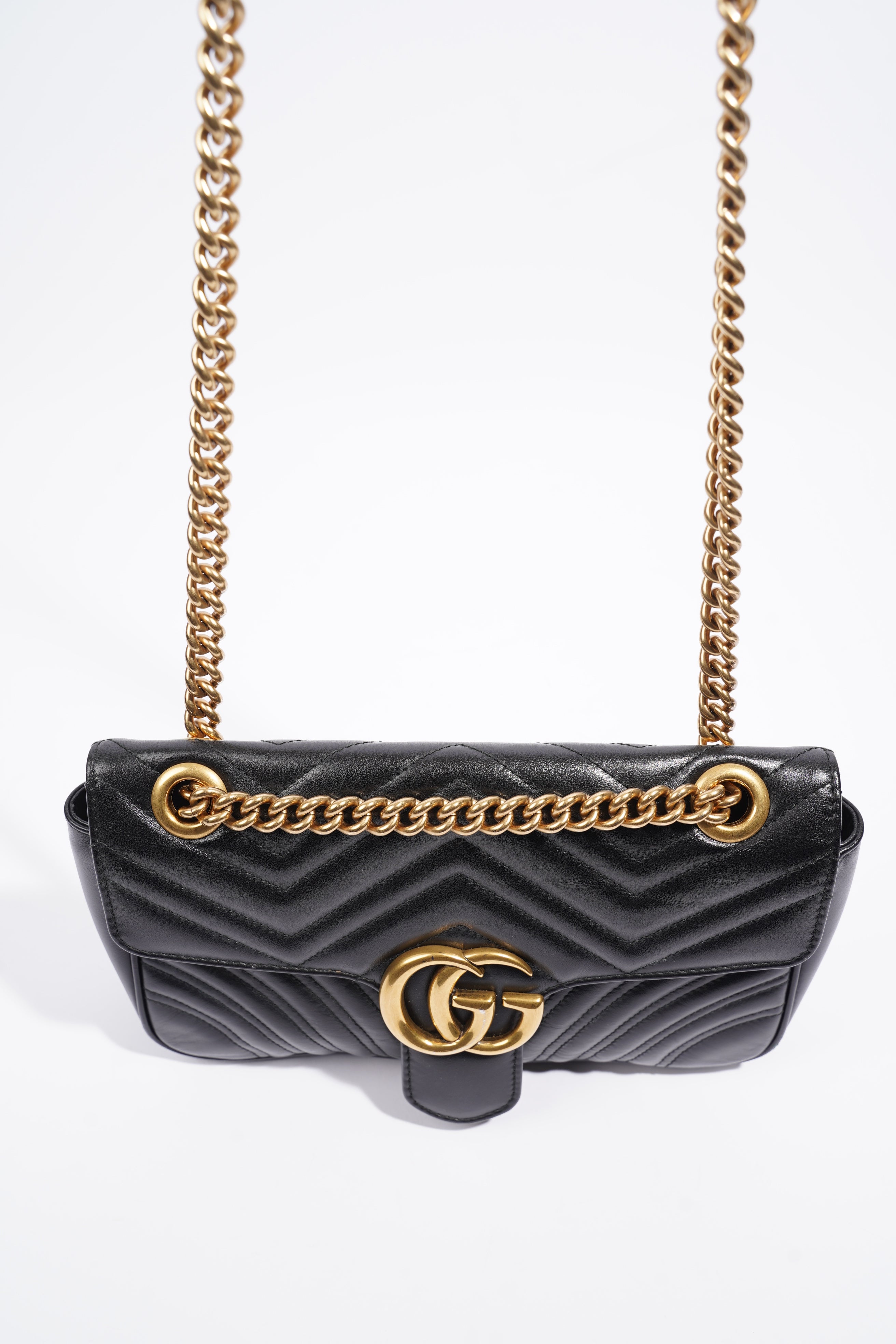 Gucci Marmont Flap Black Matelasse Leather Small
