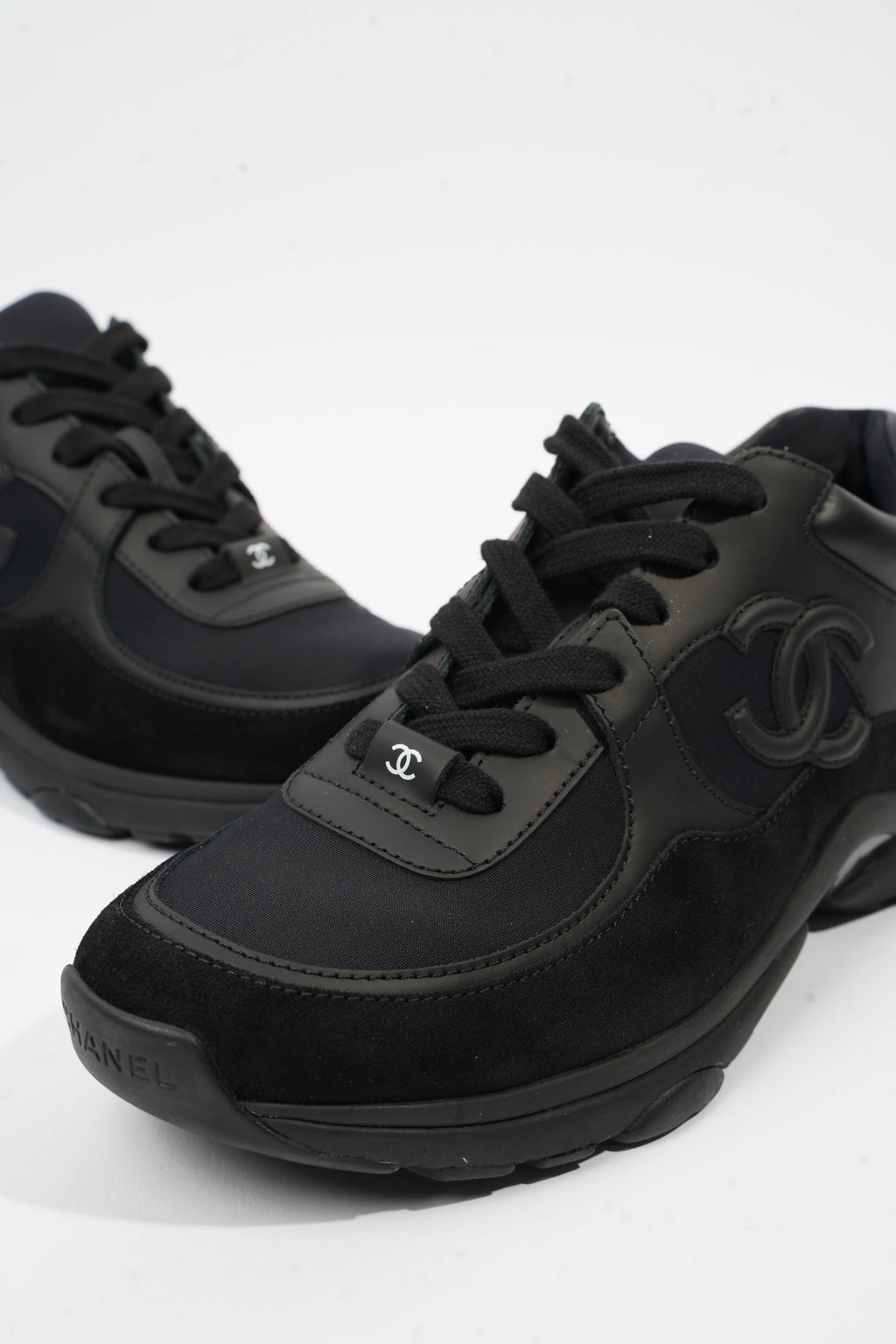 Chanel CC Logo Black Suede EU 37.5 UK 4.5
