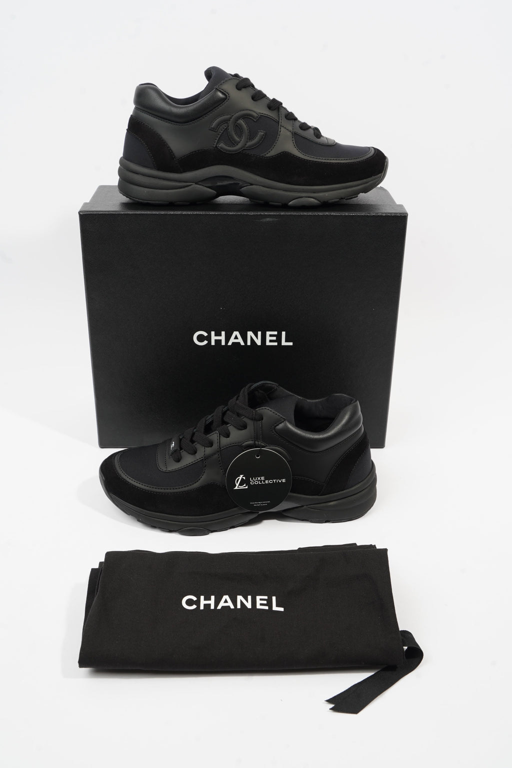 Chanel CC Logo Black Suede EU 37.5 UK 4.5