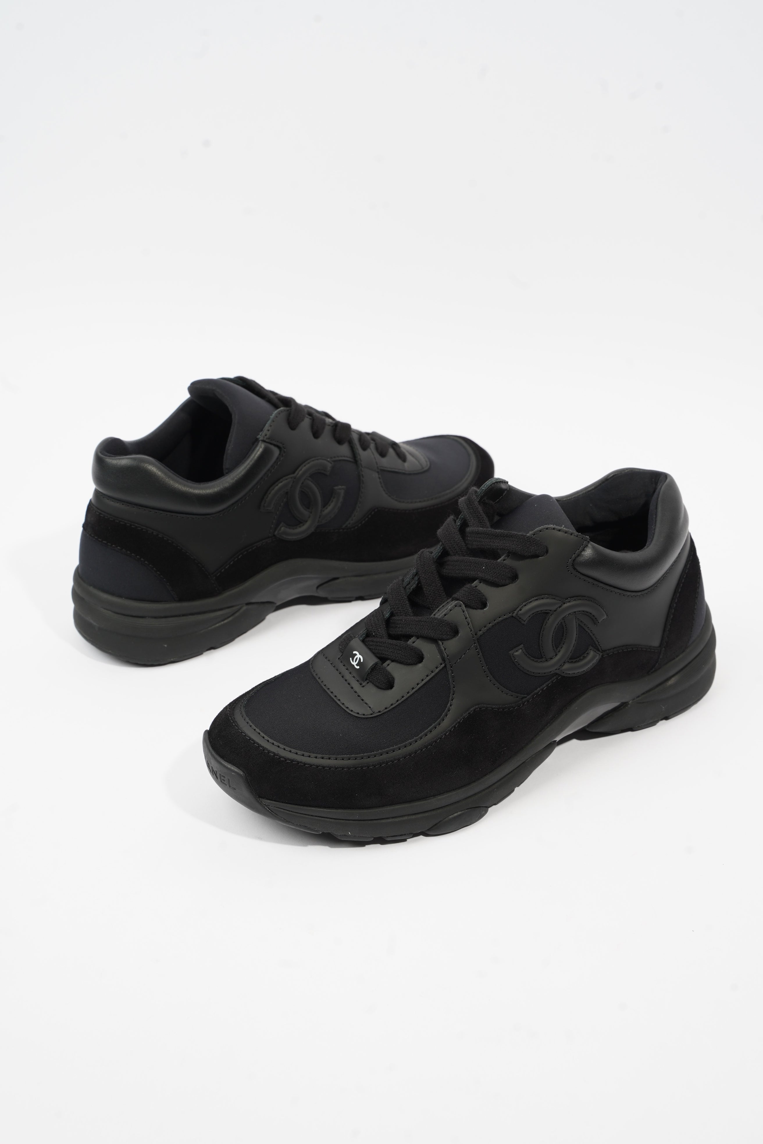 Chanel CC Logo Black Suede EU 37.5 UK 4.5