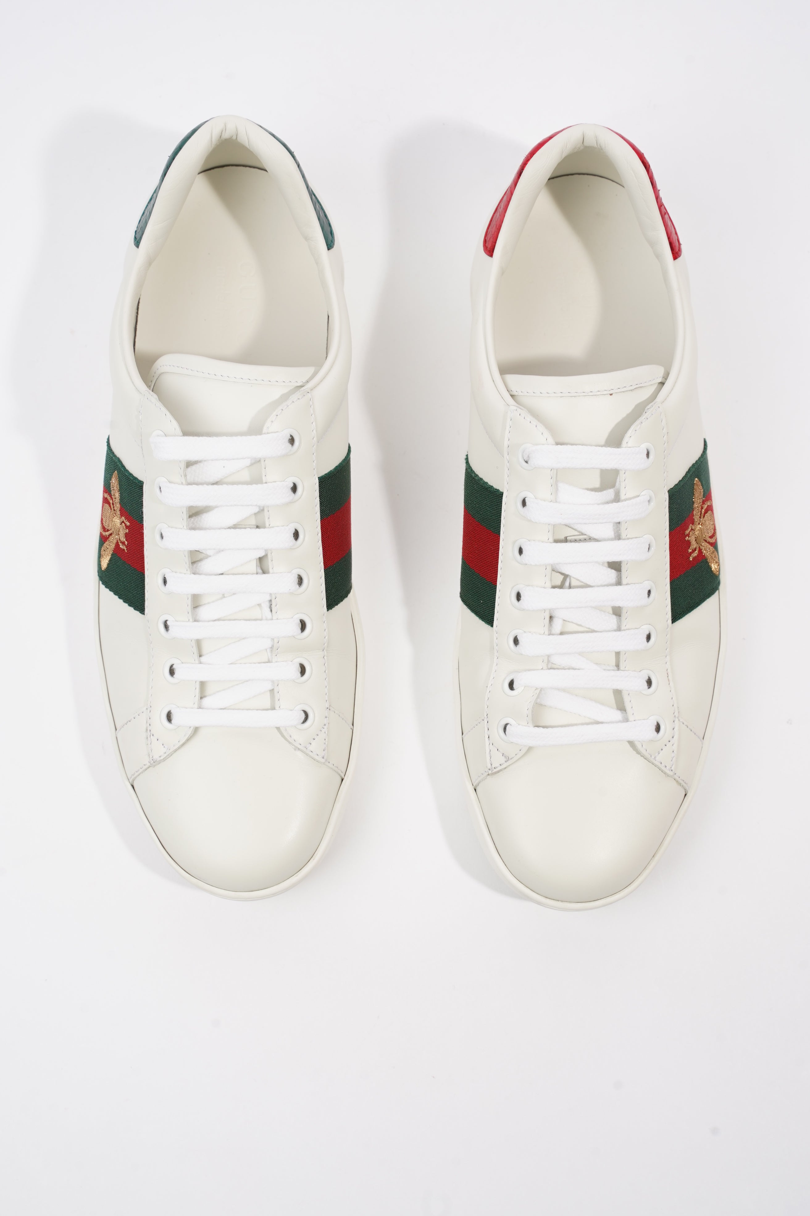 Gucci Ace Embroidered Bee White / Red / Green Leather EU 42 UK 8