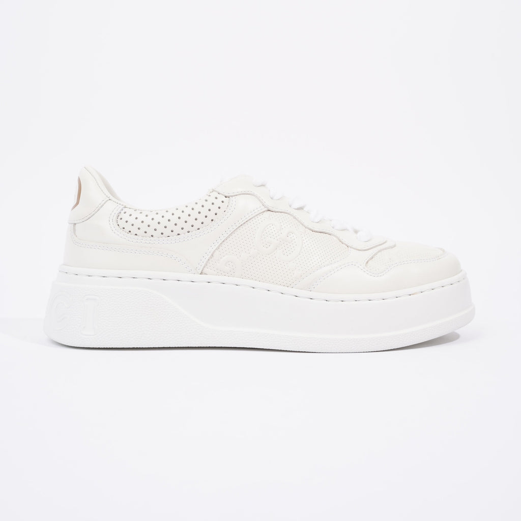 Gucci GG Embossed White Leather EU 38 UK 5