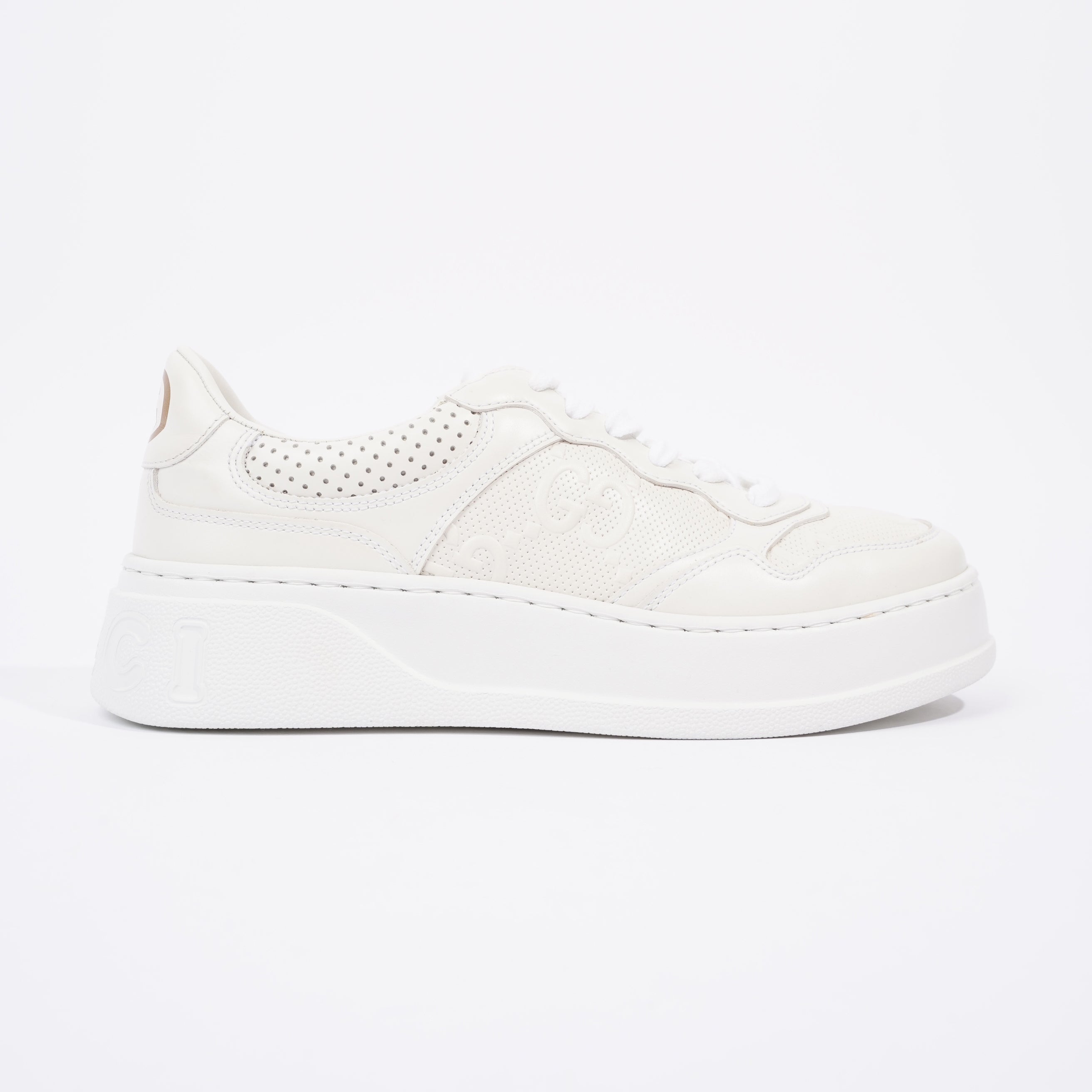 Gucci GG Embossed White Leather EU 38 UK 5