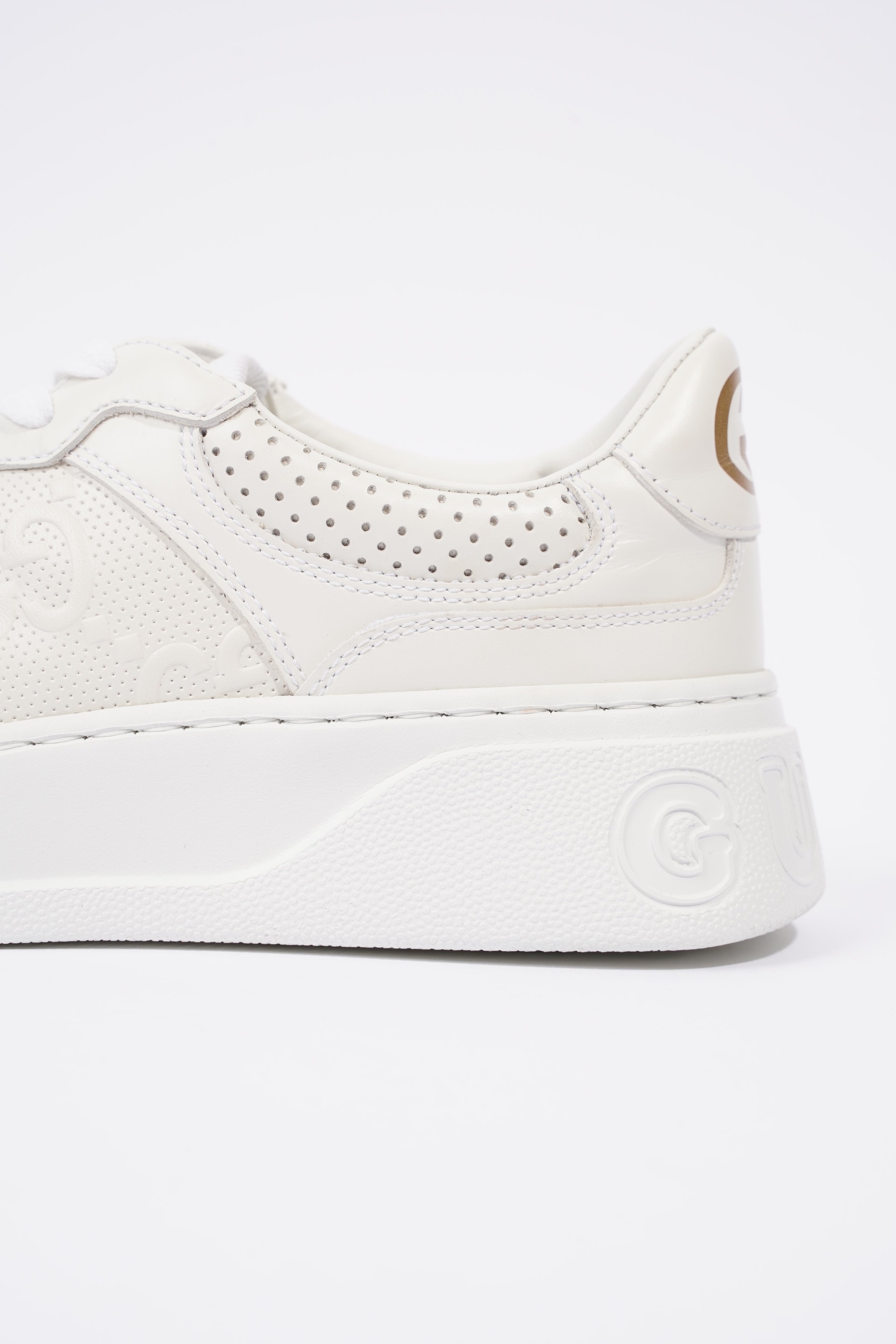 Gucci GG Embossed White Leather EU 38 UK 5