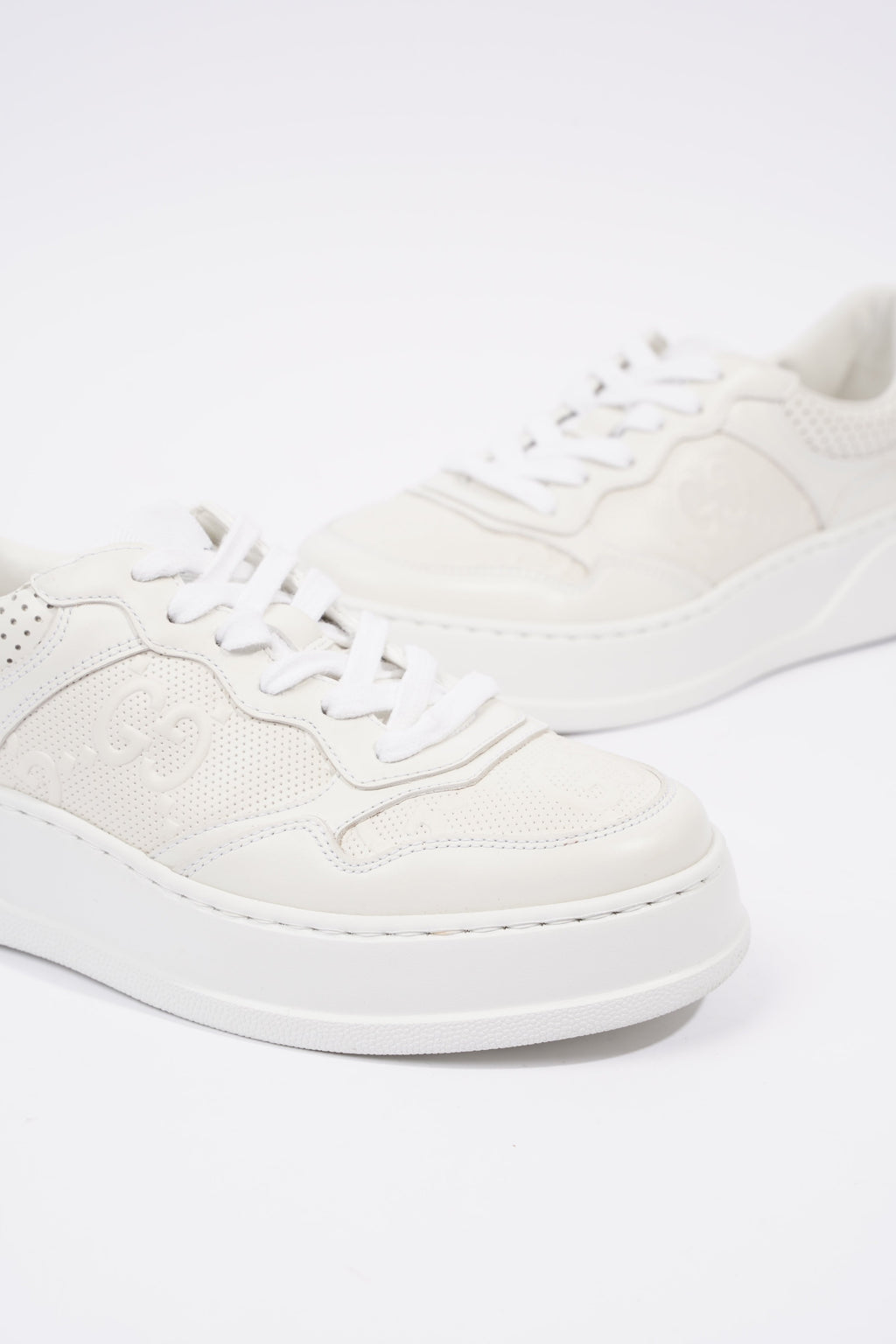 Gucci GG Embossed White Leather EU 38 UK 5