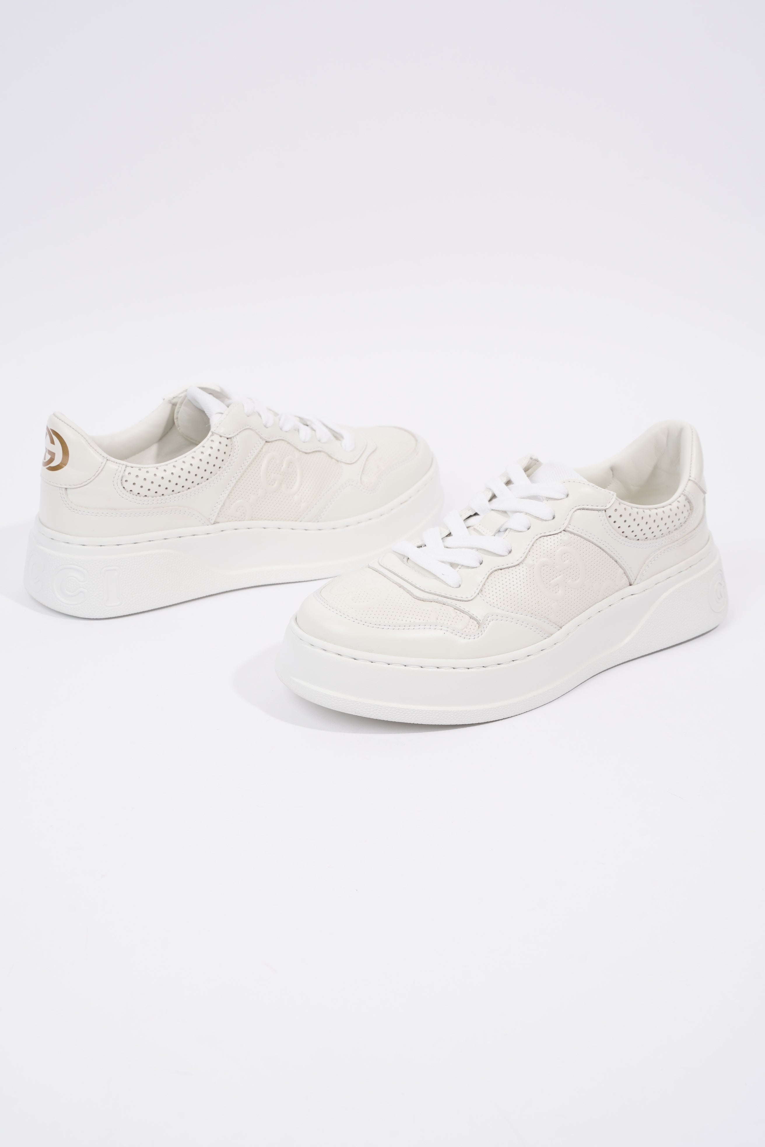 Gucci GG Embossed White Leather EU 38 UK 5
