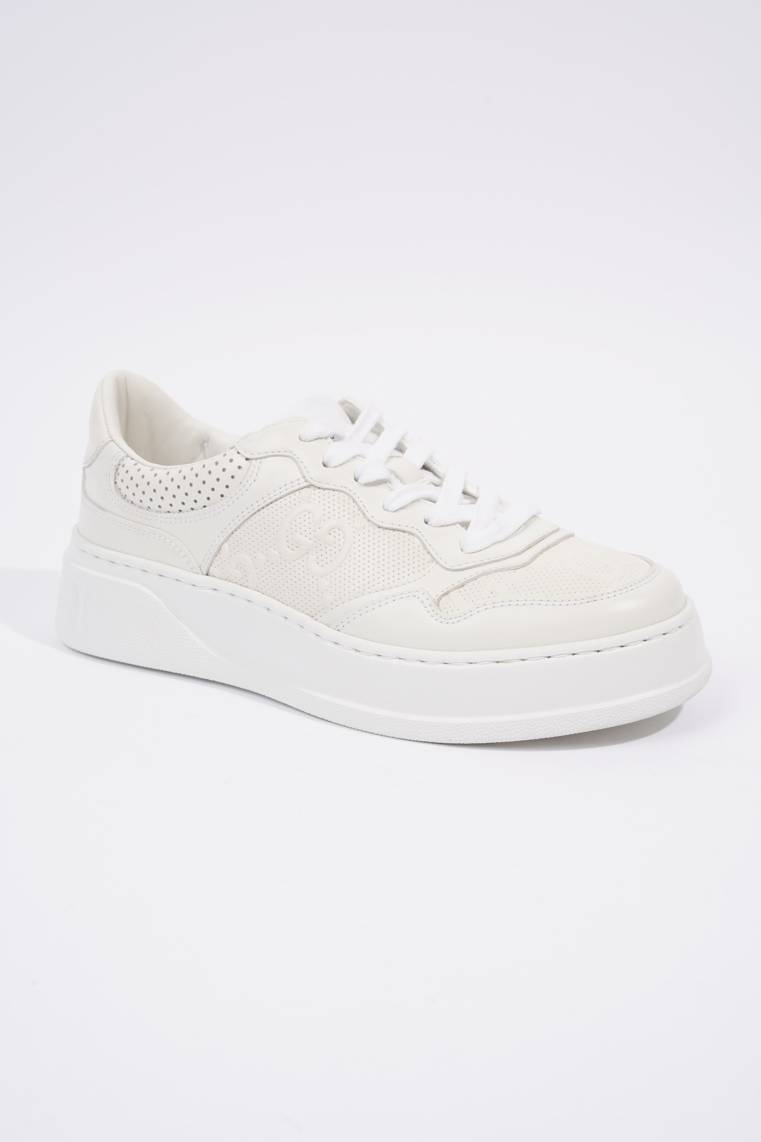 Gucci GG Embossed White Leather EU 38 UK 5