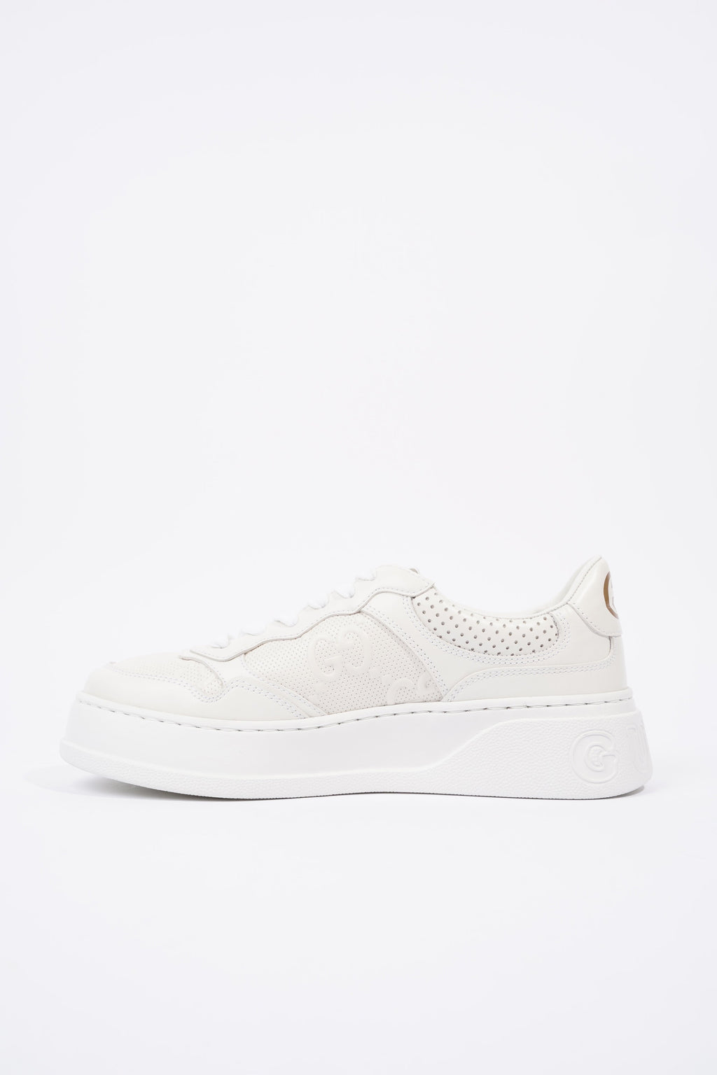 Gucci GG Embossed White Leather EU 38 UK 5