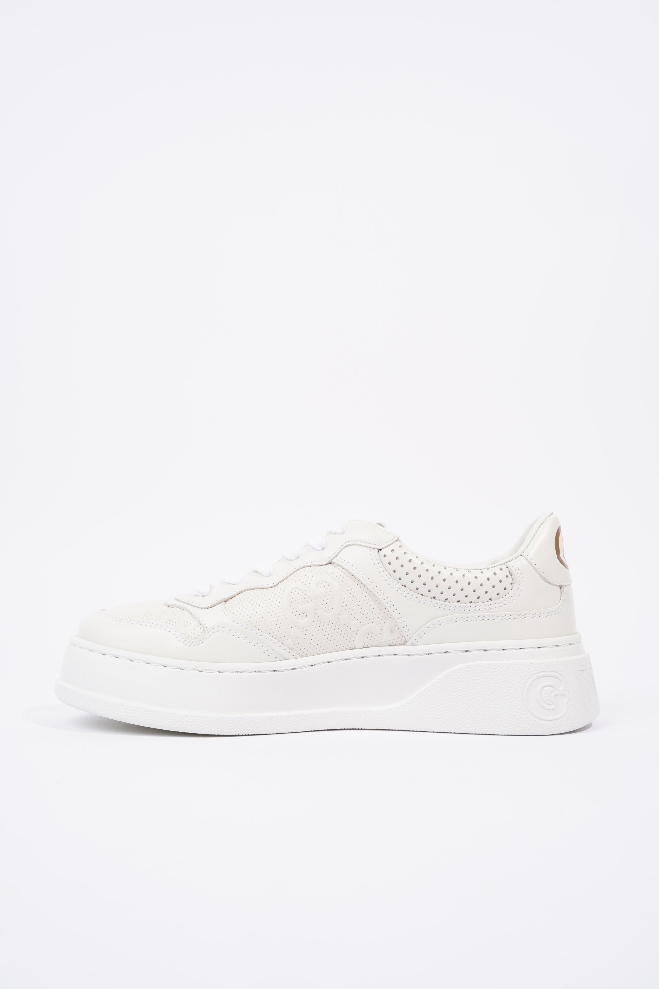 Gucci GG Embossed White Leather EU 38 UK 5