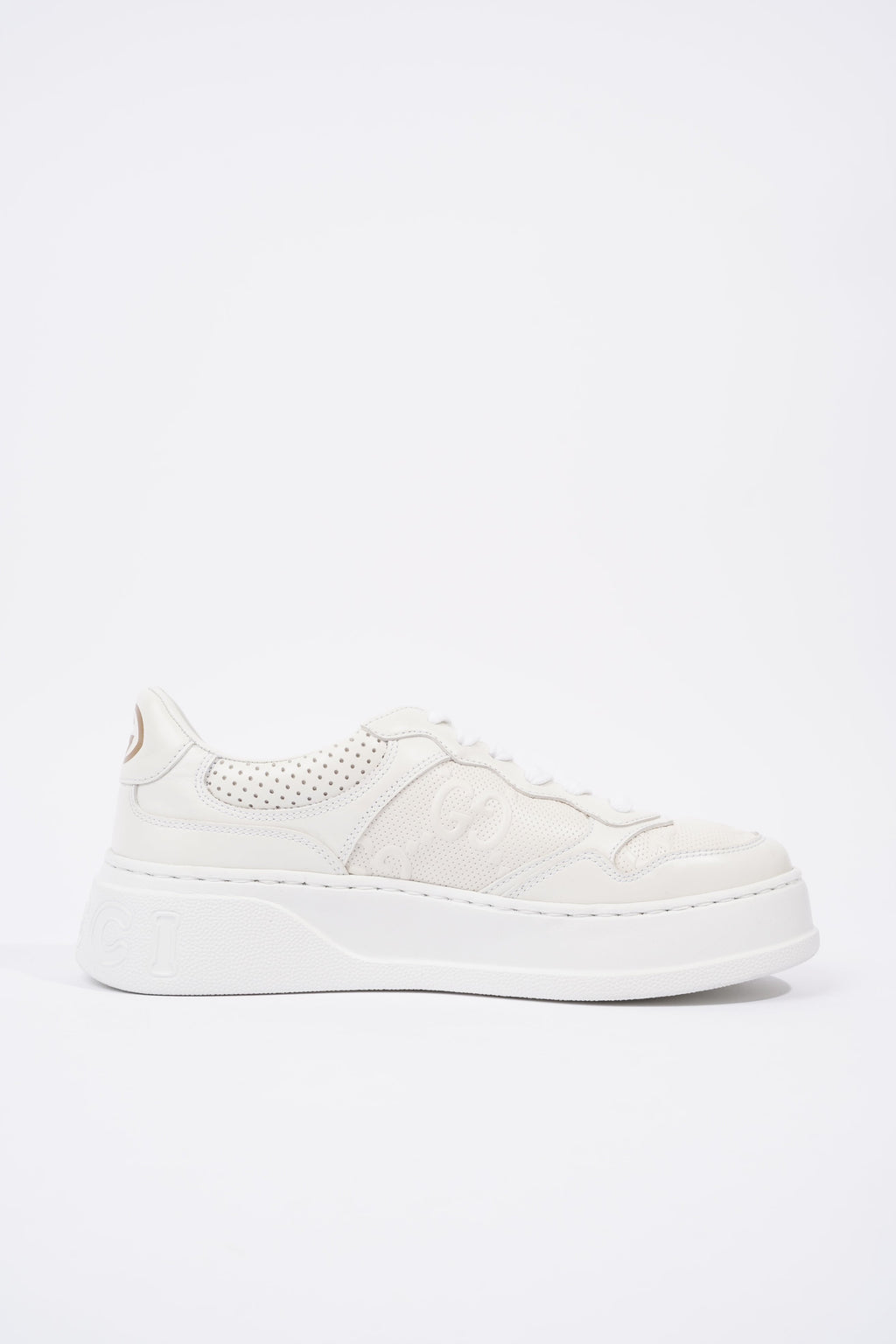 Gucci GG Embossed White Leather EU 38 UK 5