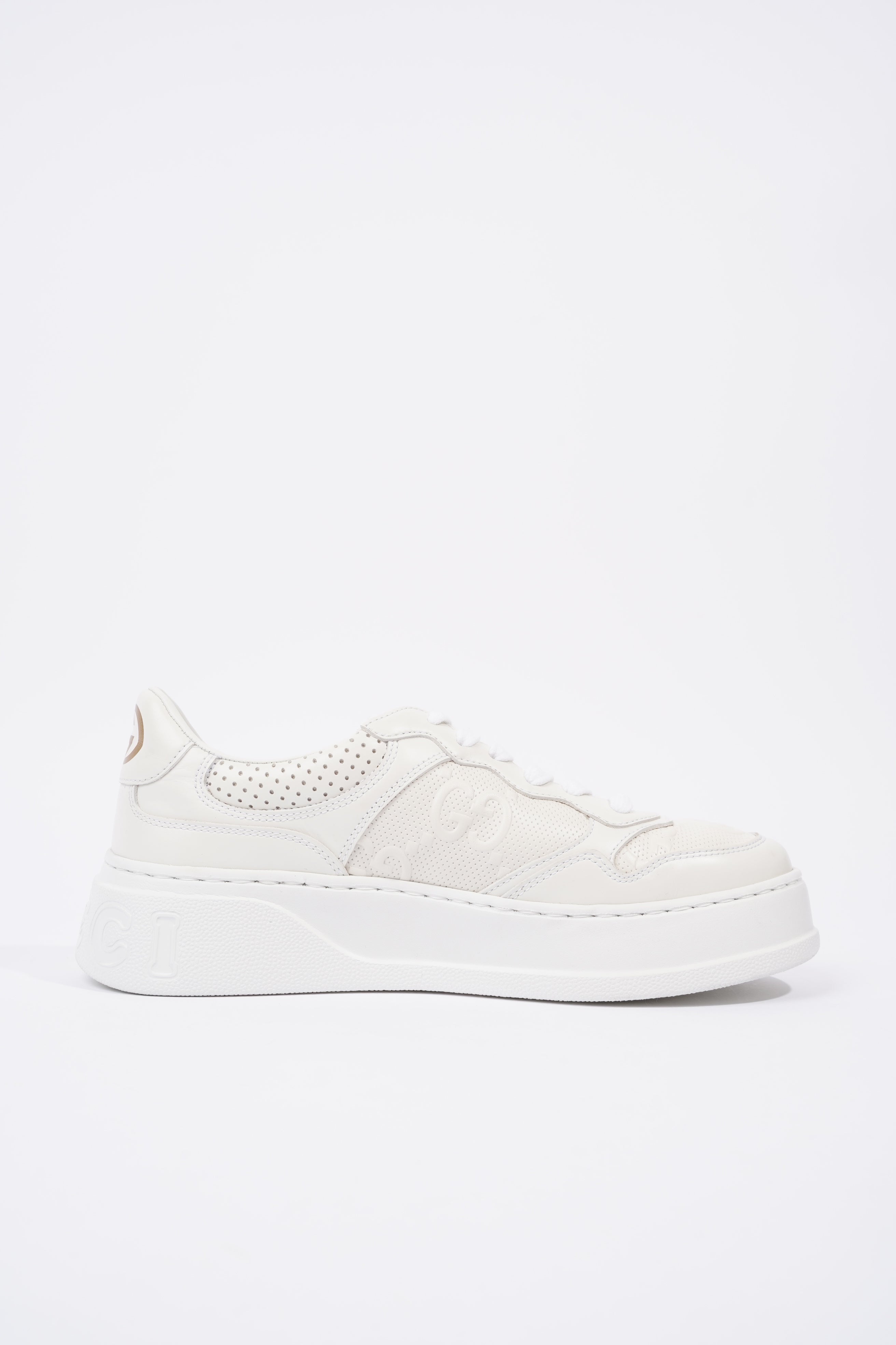 Gucci GG Embossed White Leather EU 38 UK 5