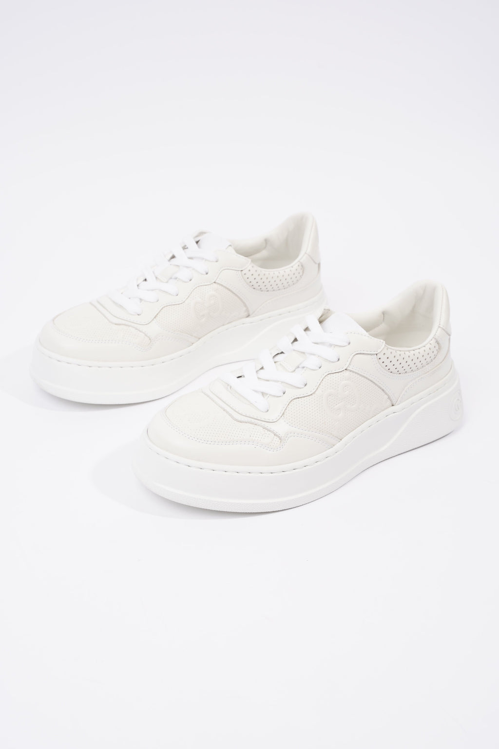Gucci GG Embossed White Leather EU 38 UK 5