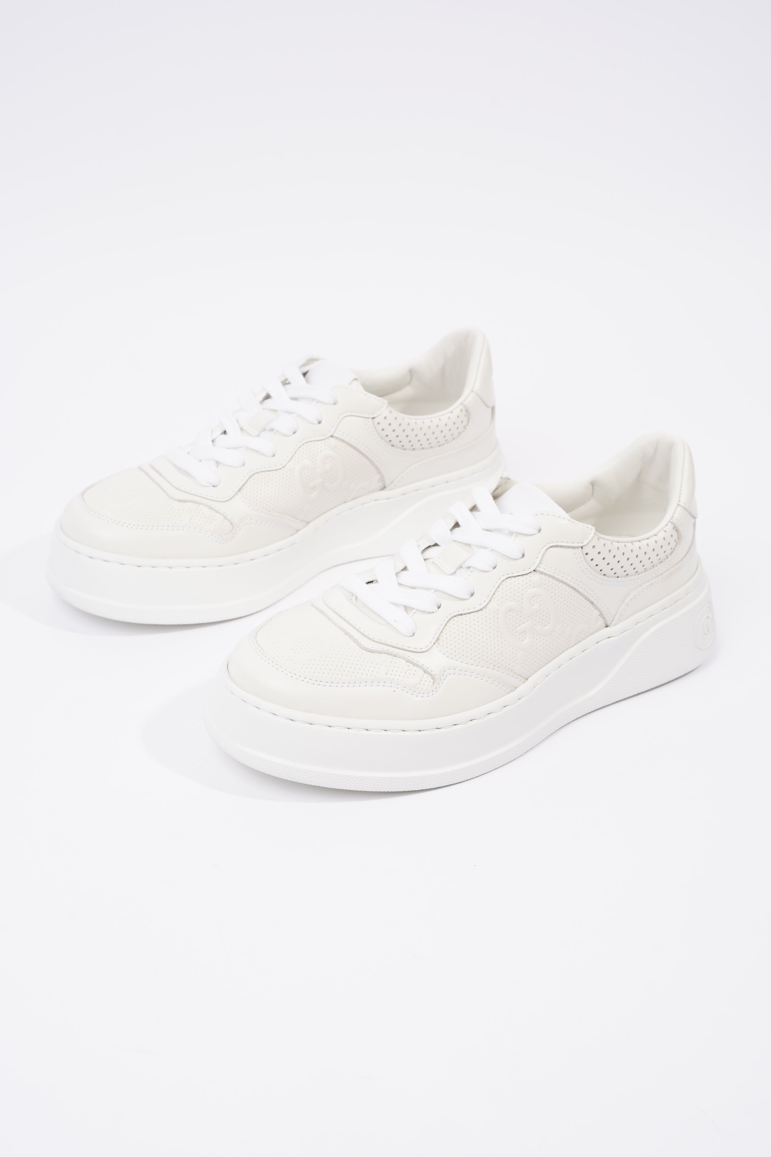 Gucci GG Embossed White Leather EU 38 UK 5