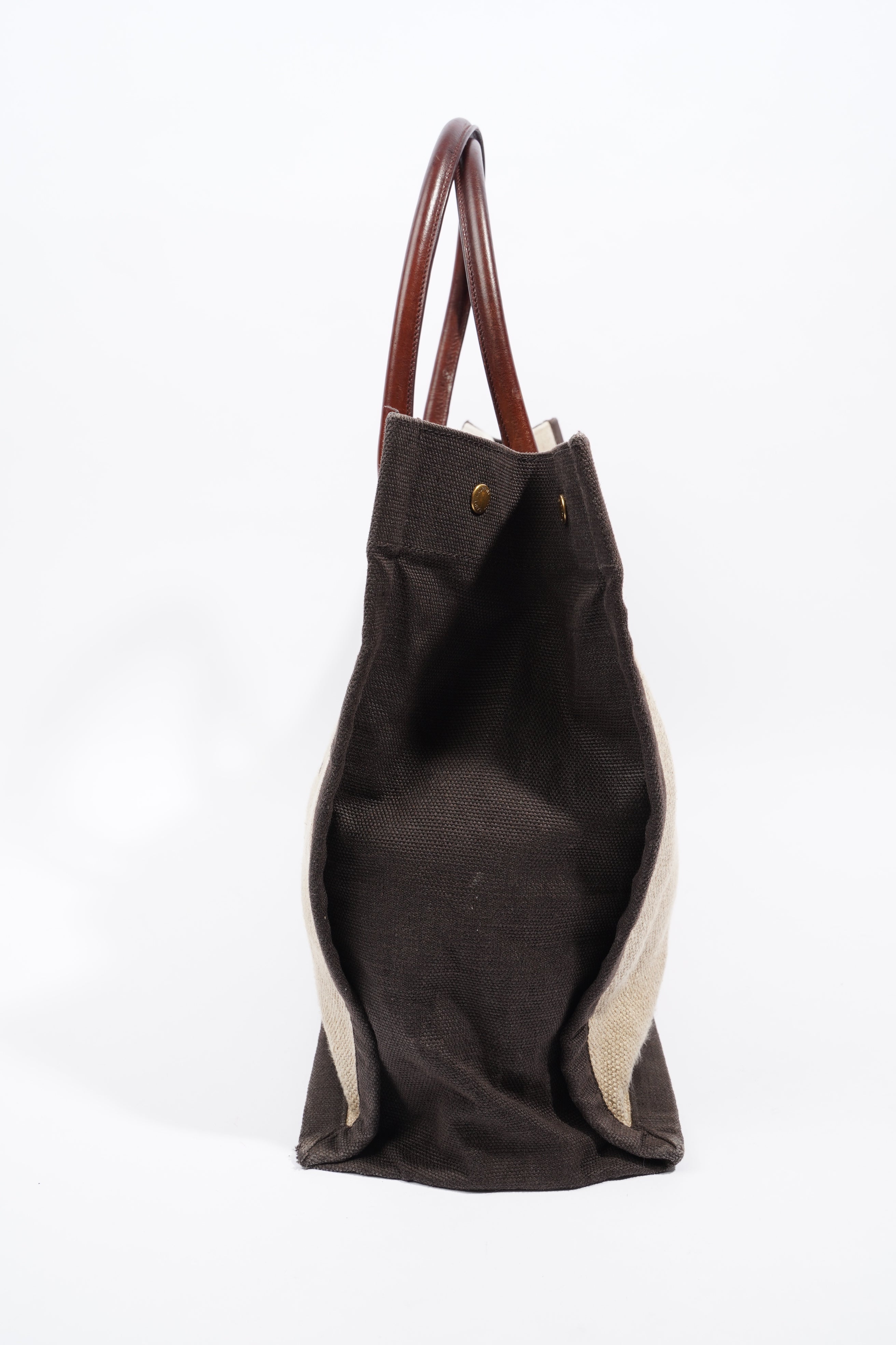 Saint Laurent Rive Gauche Tote Brown / Beige Cotton