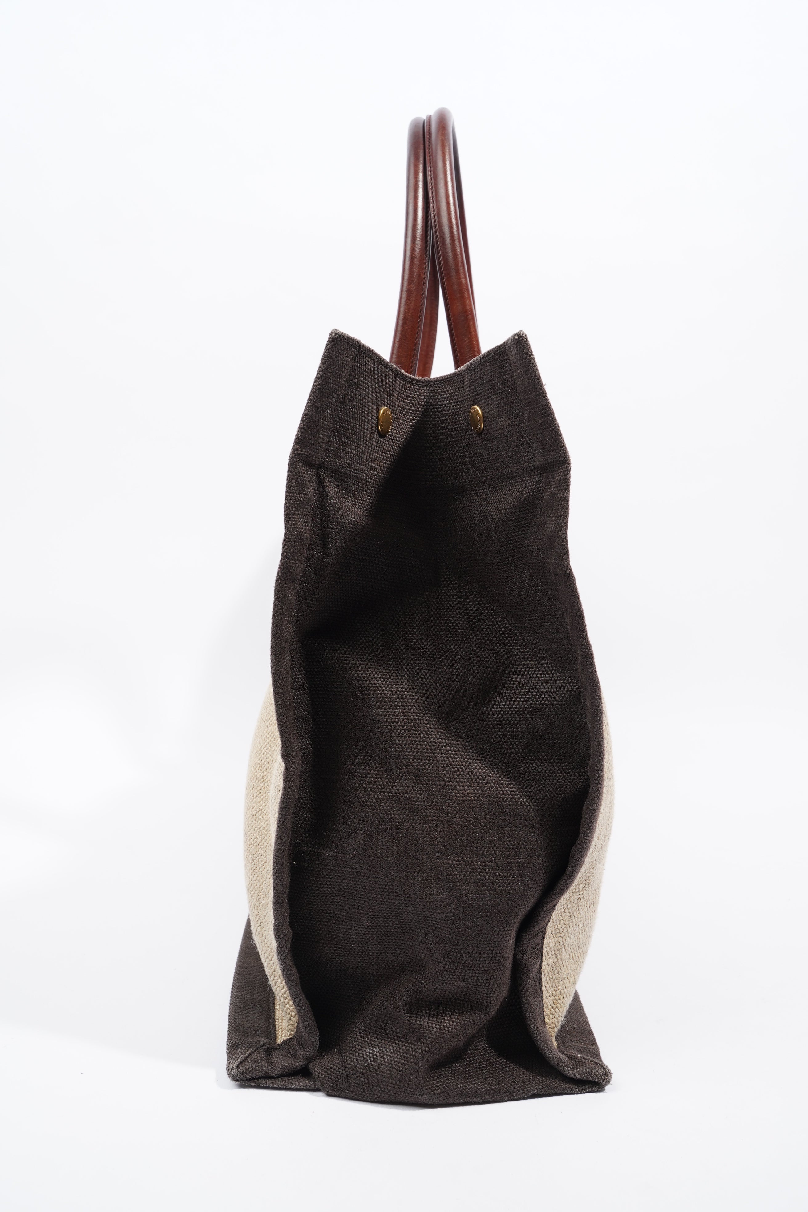 Saint Laurent Rive Gauche Tote Brown / Beige Cotton