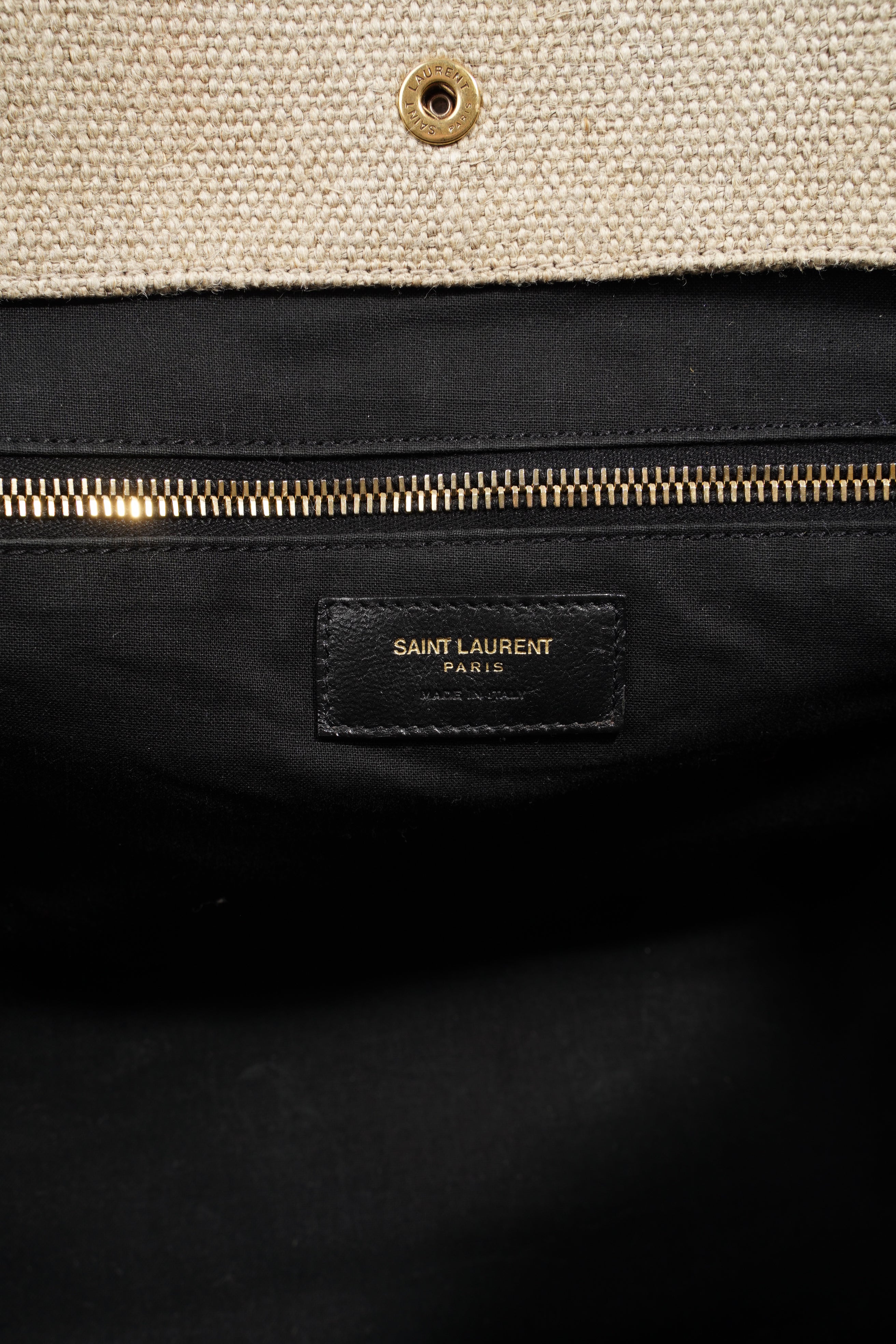 Saint Laurent Rive Gauche Tote Brown / Beige Cotton