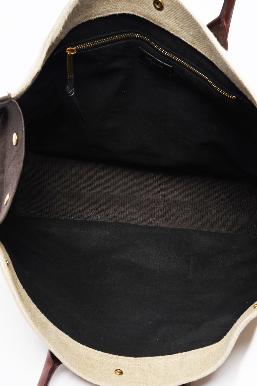 Saint Laurent Rive Gauche Tote Brown / Beige Cotton
