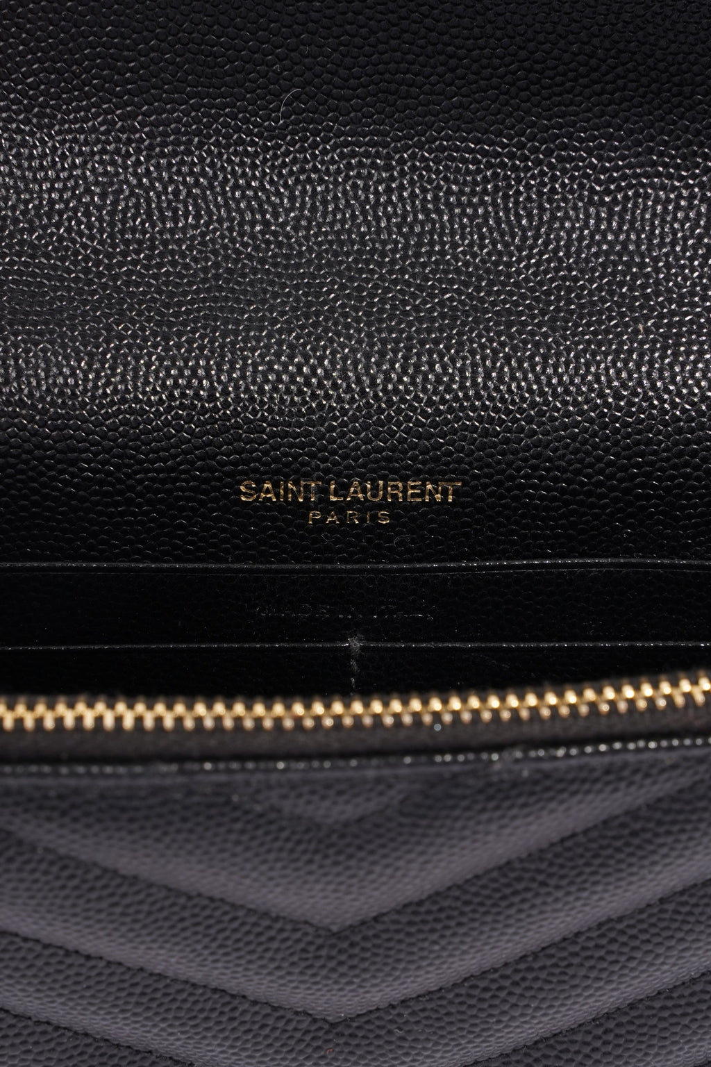 Saint Laurent Cassandra Chain Wallet Black Canvas One Size