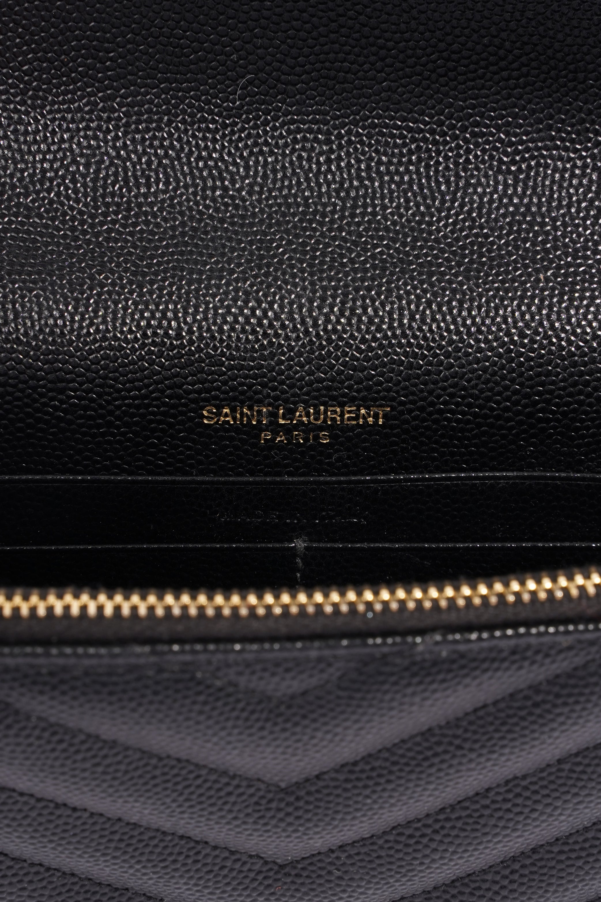 Saint Laurent Cassandra Chain Wallet Black Canvas One Size