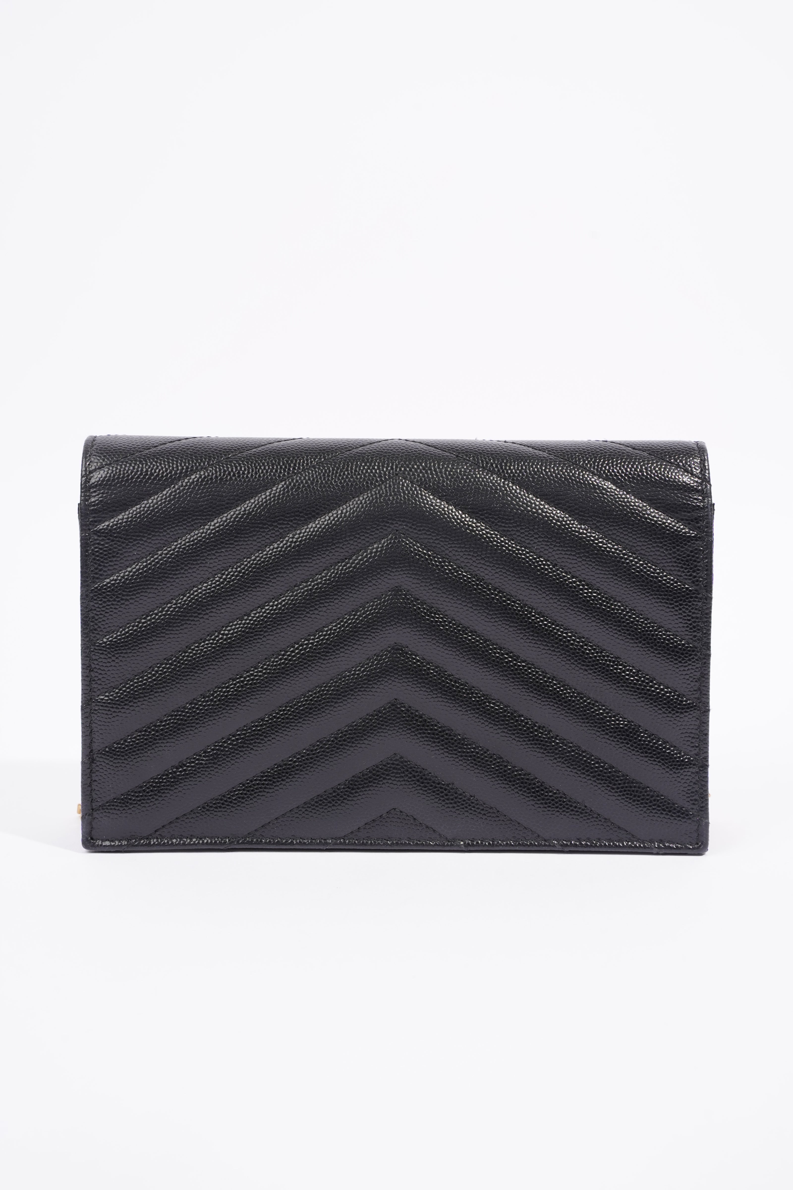 Saint Laurent Cassandra Chain Wallet Black Canvas One Size