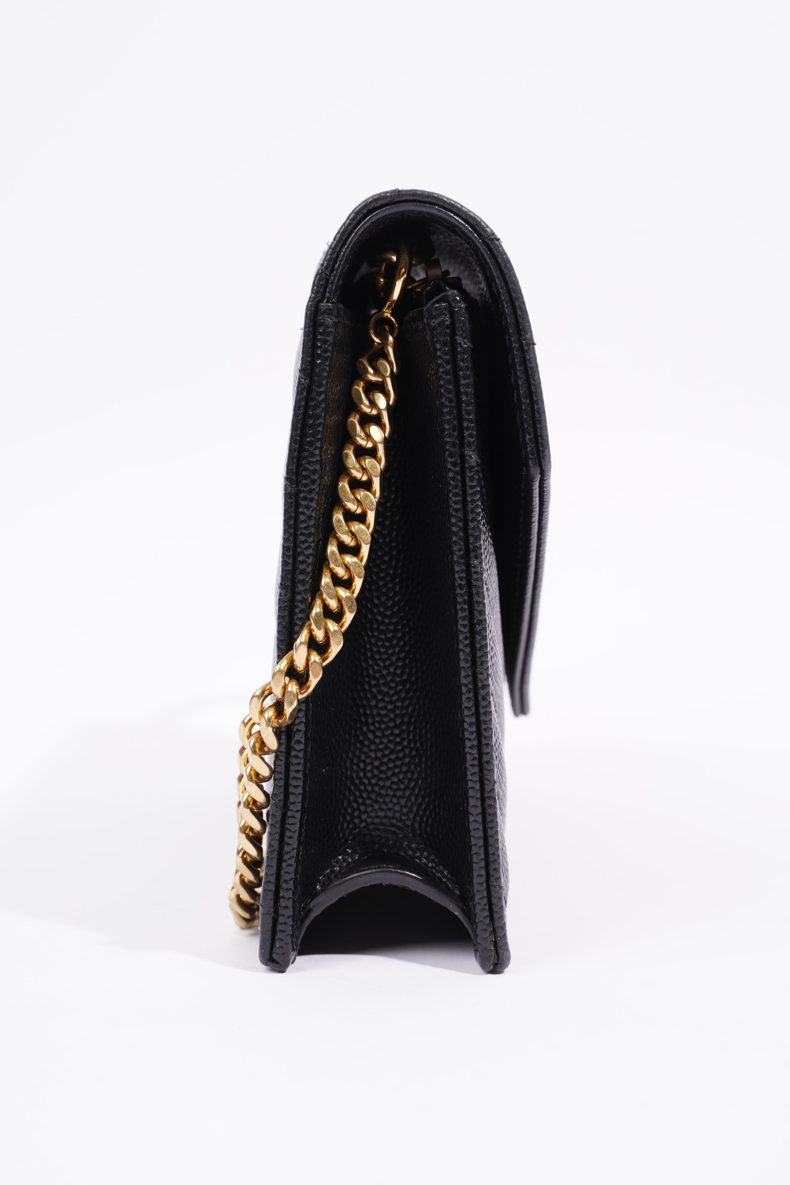 Saint Laurent Cassandra Chain Wallet Black Canvas One Size