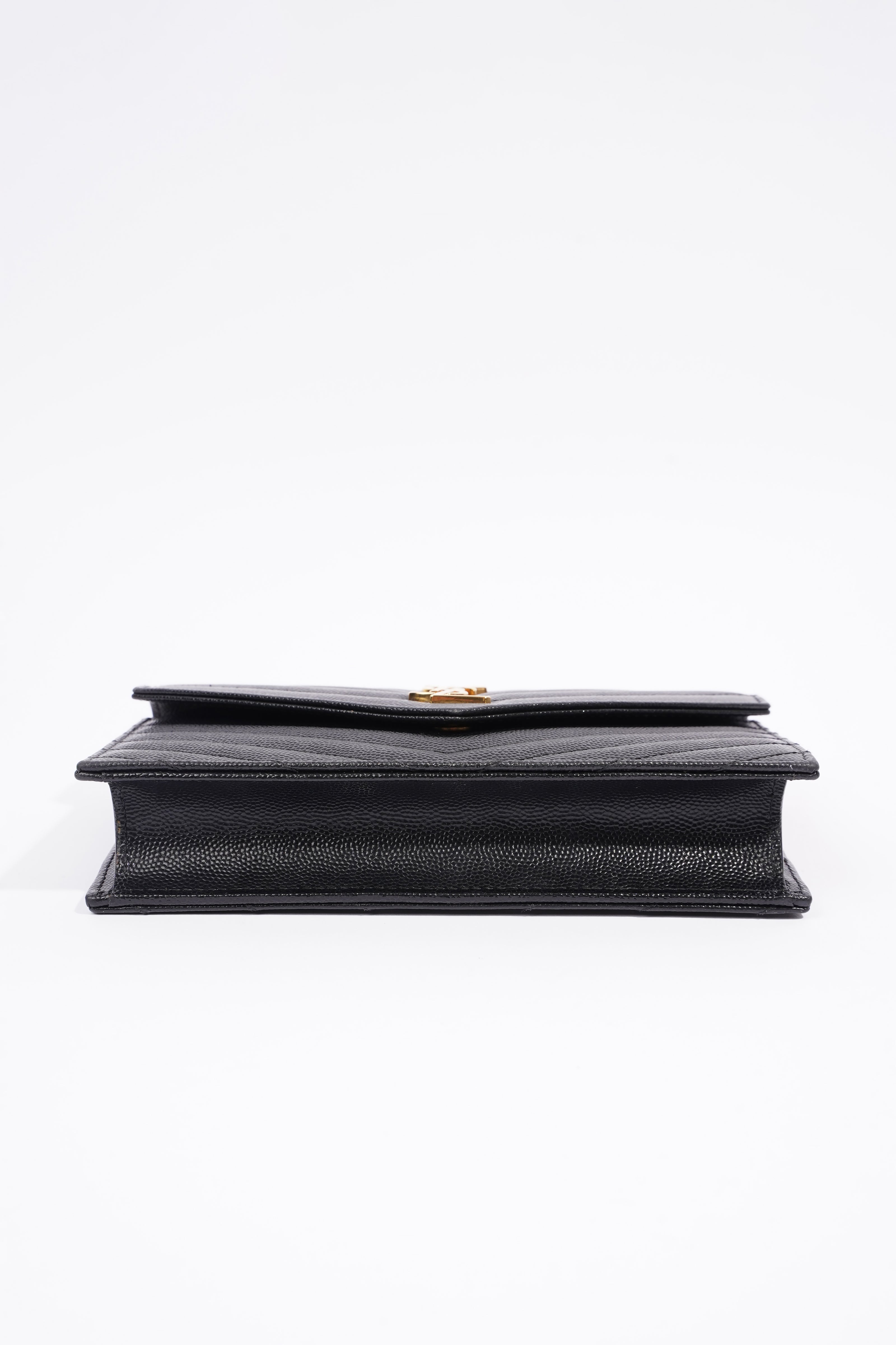 Saint Laurent Cassandra Chain Wallet Black Canvas One Size