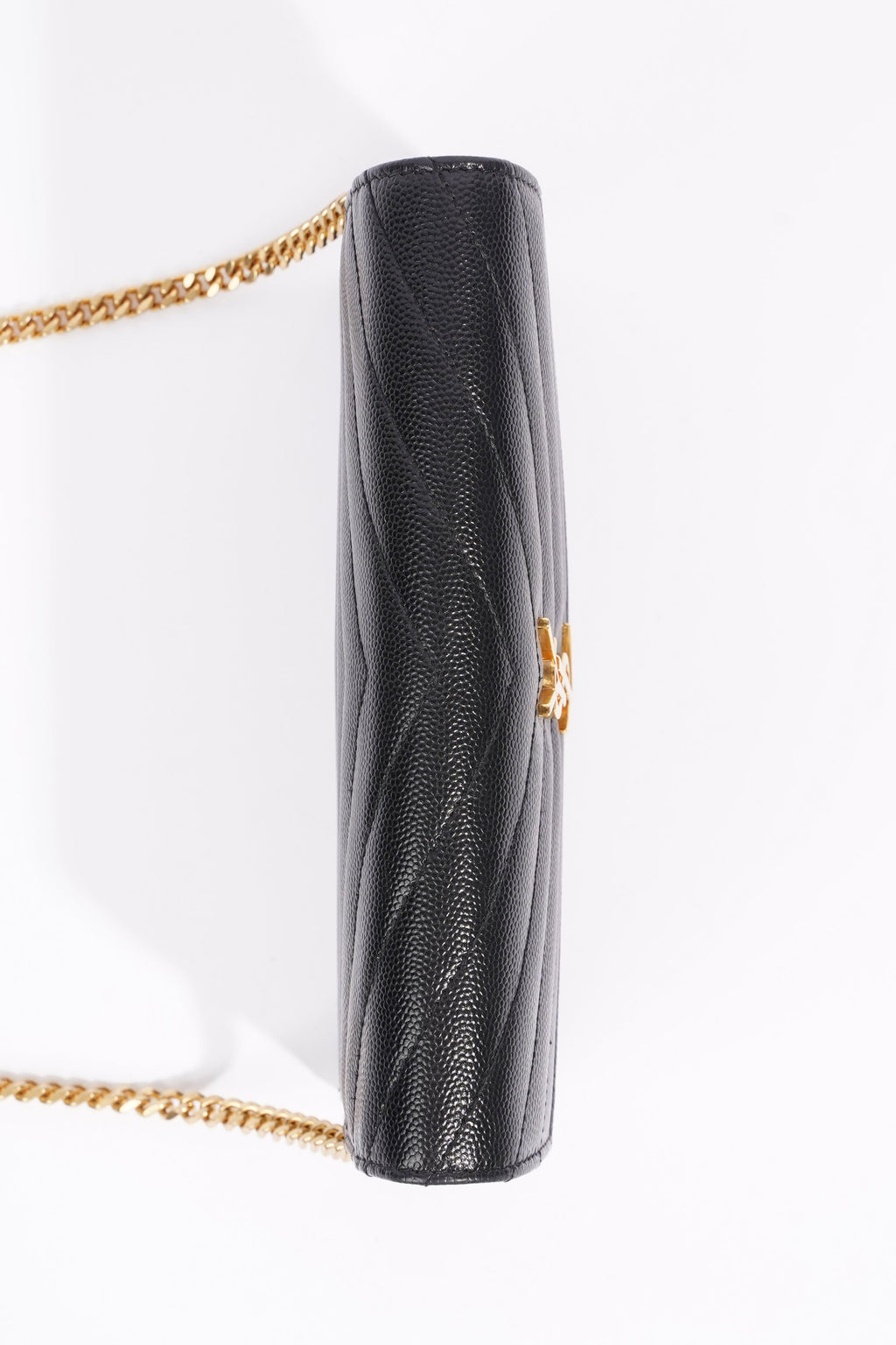 Saint Laurent Cassandra Chain Wallet Black Canvas One Size