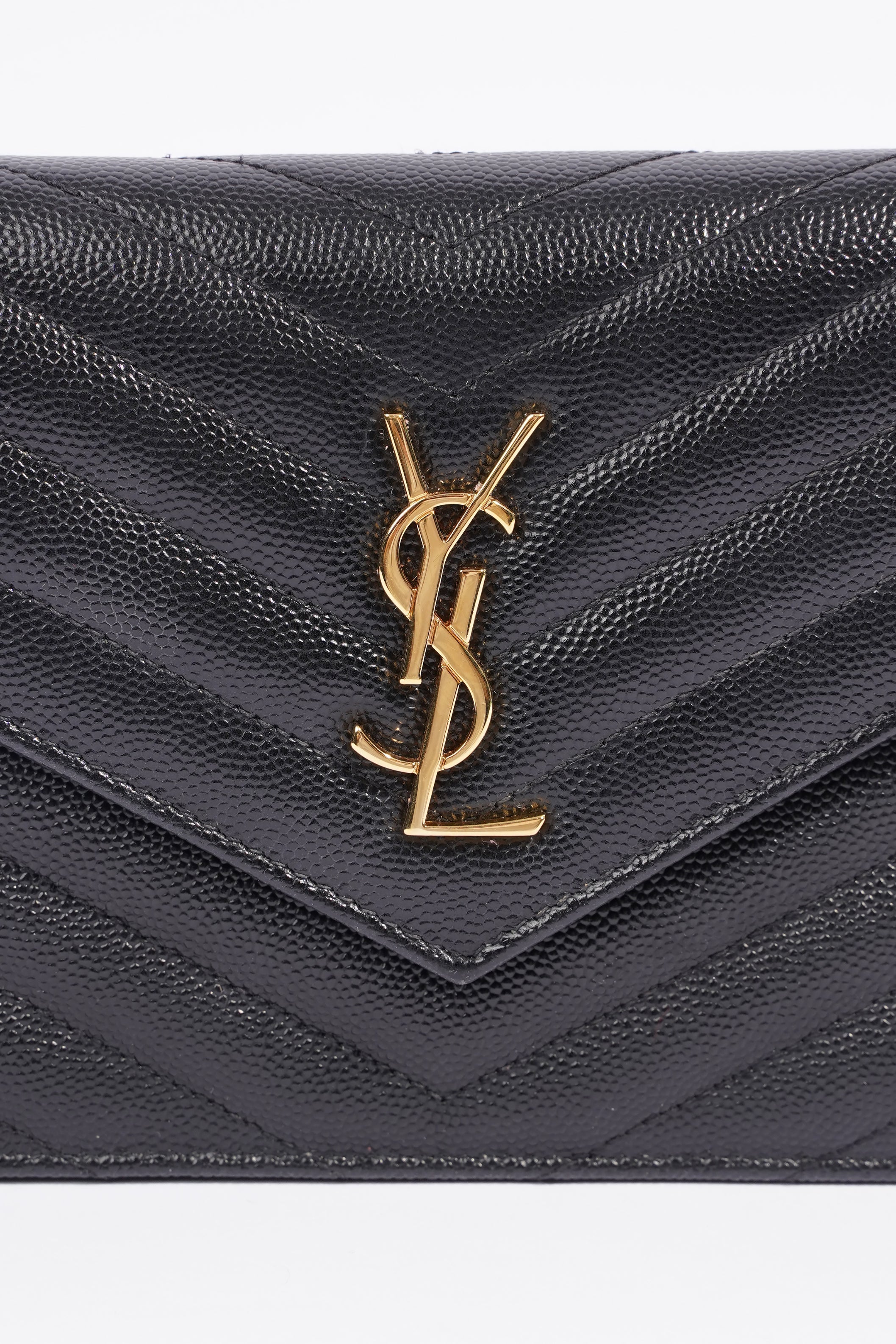 Saint Laurent Cassandra Chain Wallet Black Canvas One Size