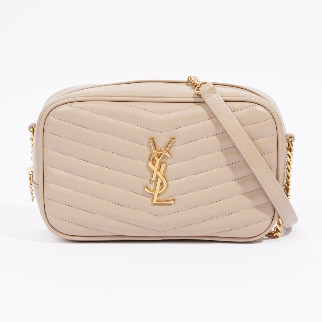 Saint Laurent Lou Quilted Camera Bag Dark Beige Matelasse Leather Mini