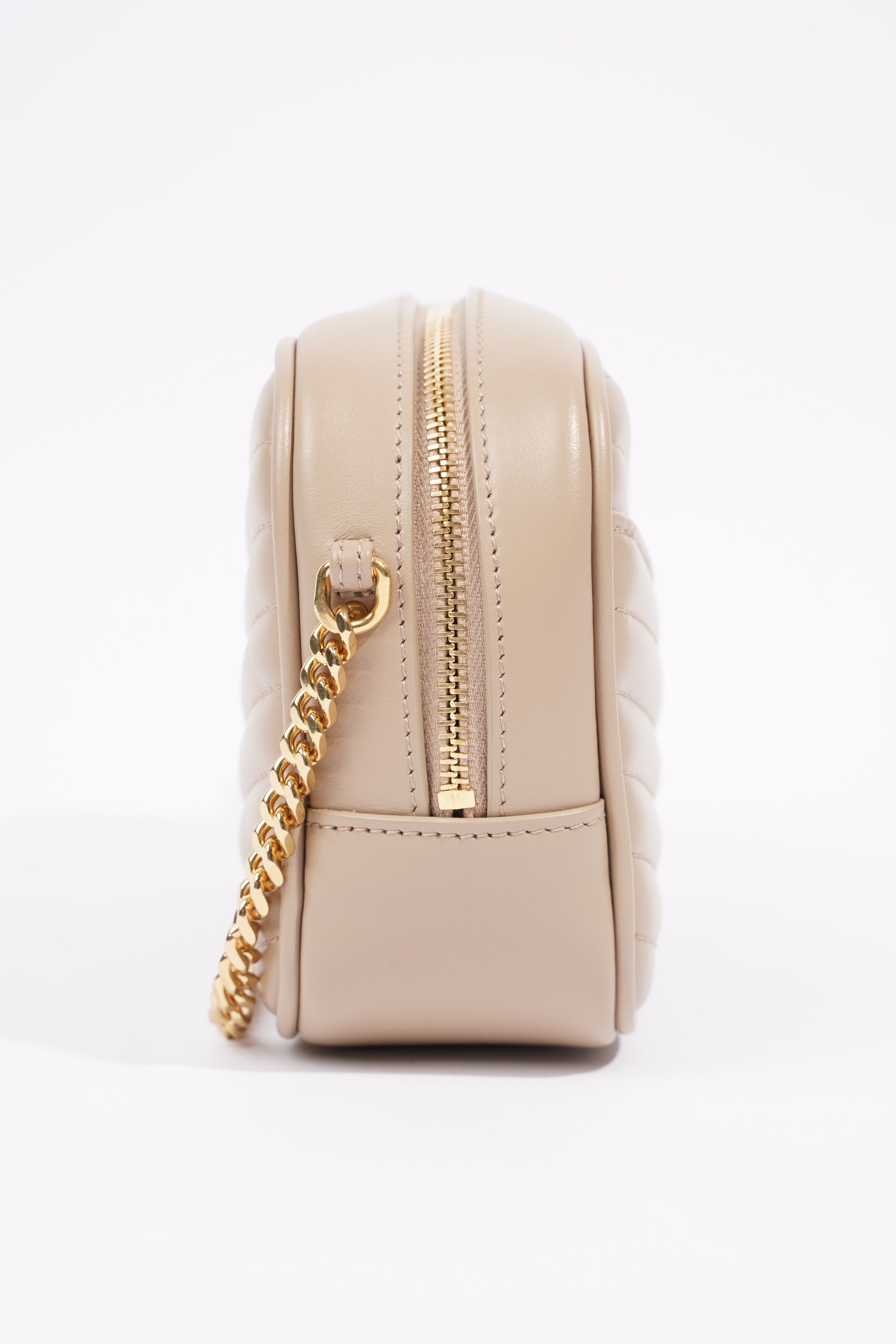 Saint Laurent Lou Quilted Camera Bag Dark Beige Matelasse Leather Mini