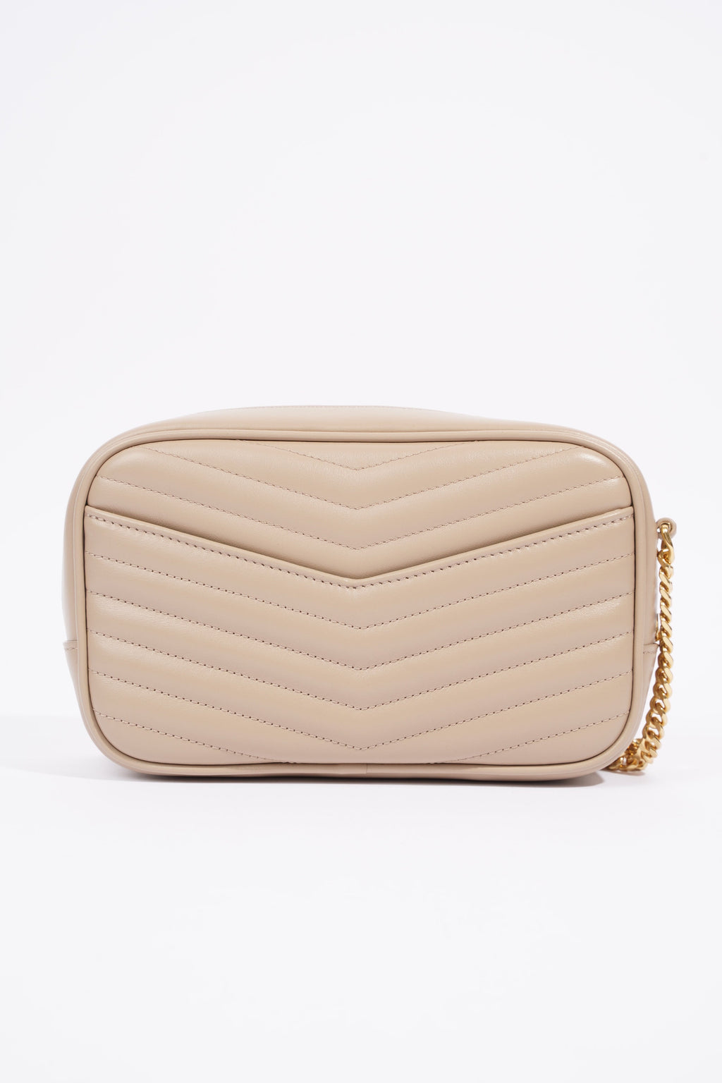 Saint Laurent Lou Quilted Camera Bag Dark Beige Matelasse Leather Mini