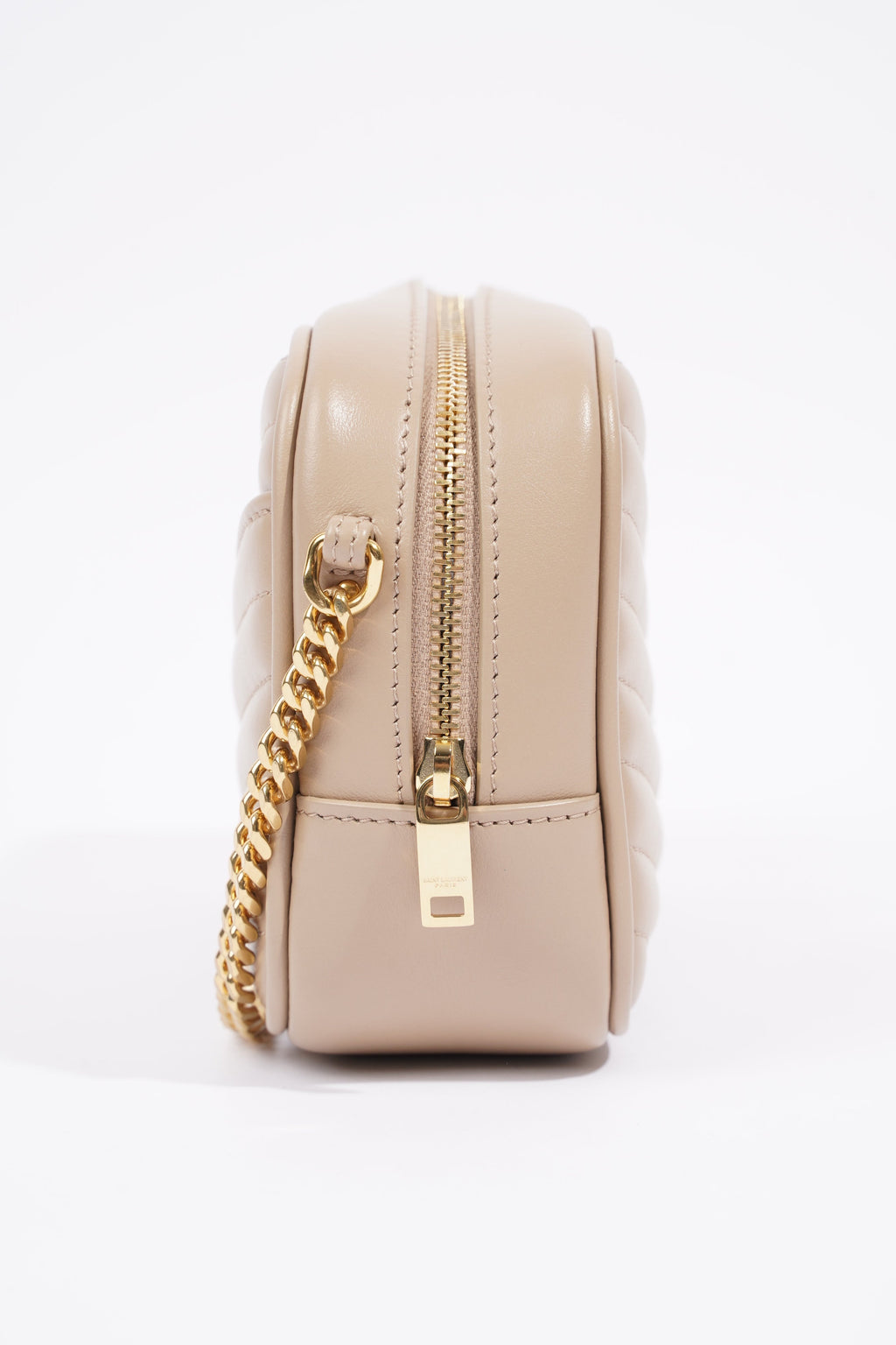 Saint Laurent Lou Quilted Camera Bag Dark Beige Matelasse Leather Mini