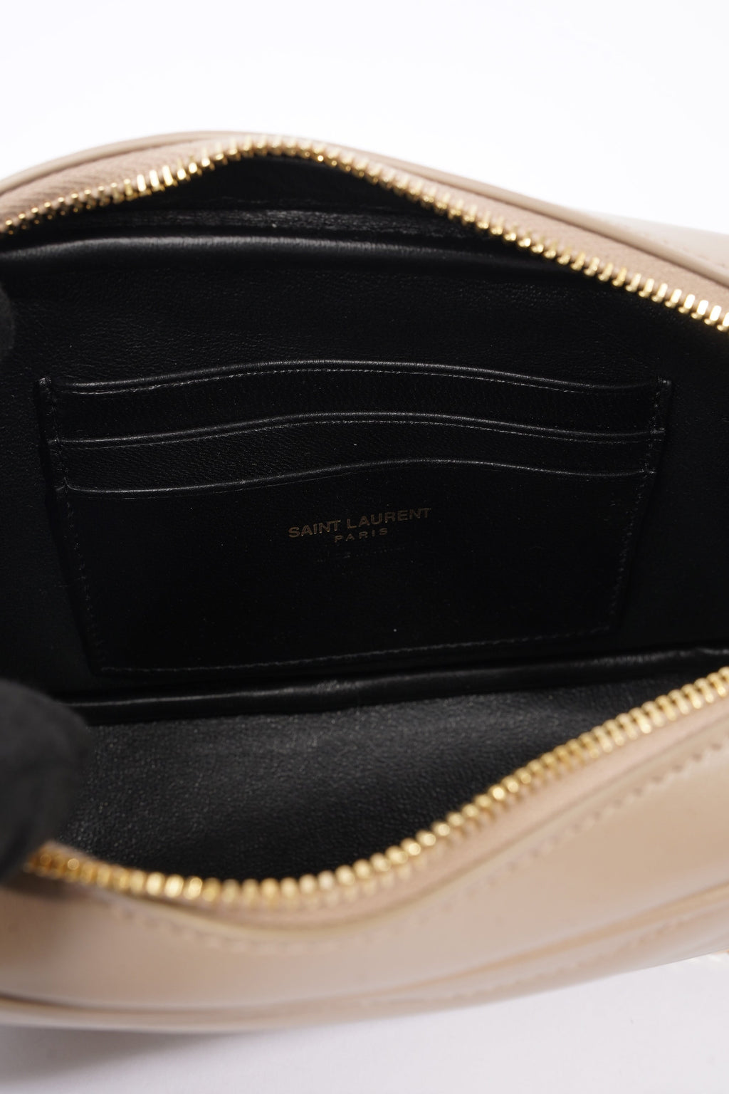 Saint Laurent Lou Quilted Camera Bag Dark Beige Matelasse Leather Mini
