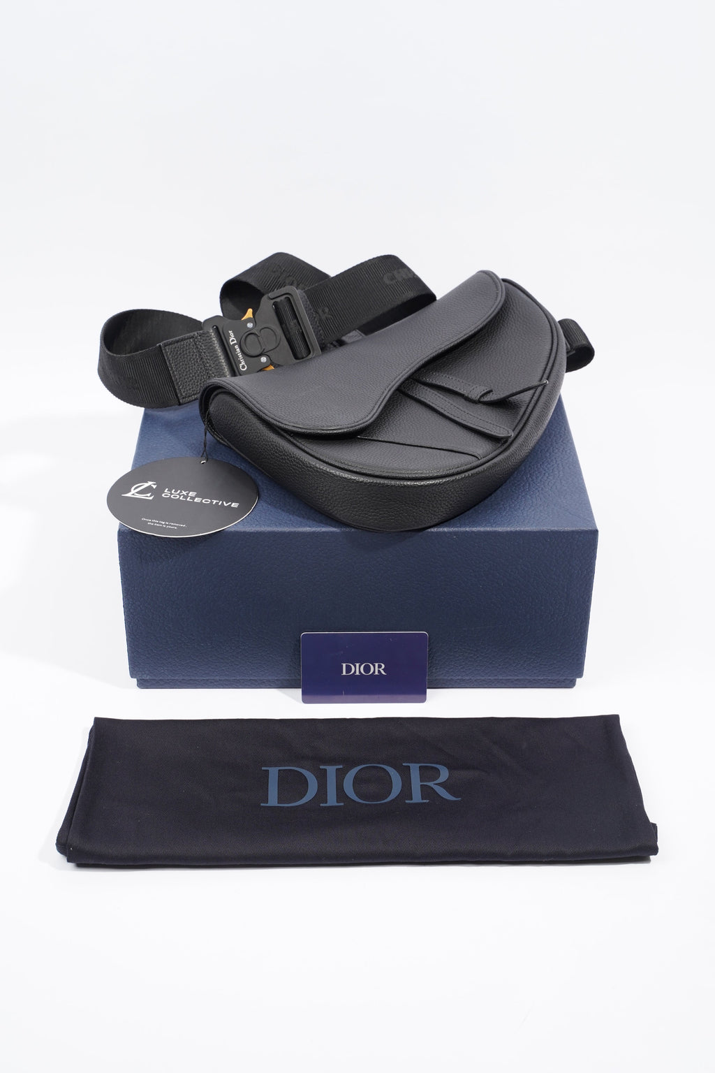 Christian Dior Saddle Black Grained Leather