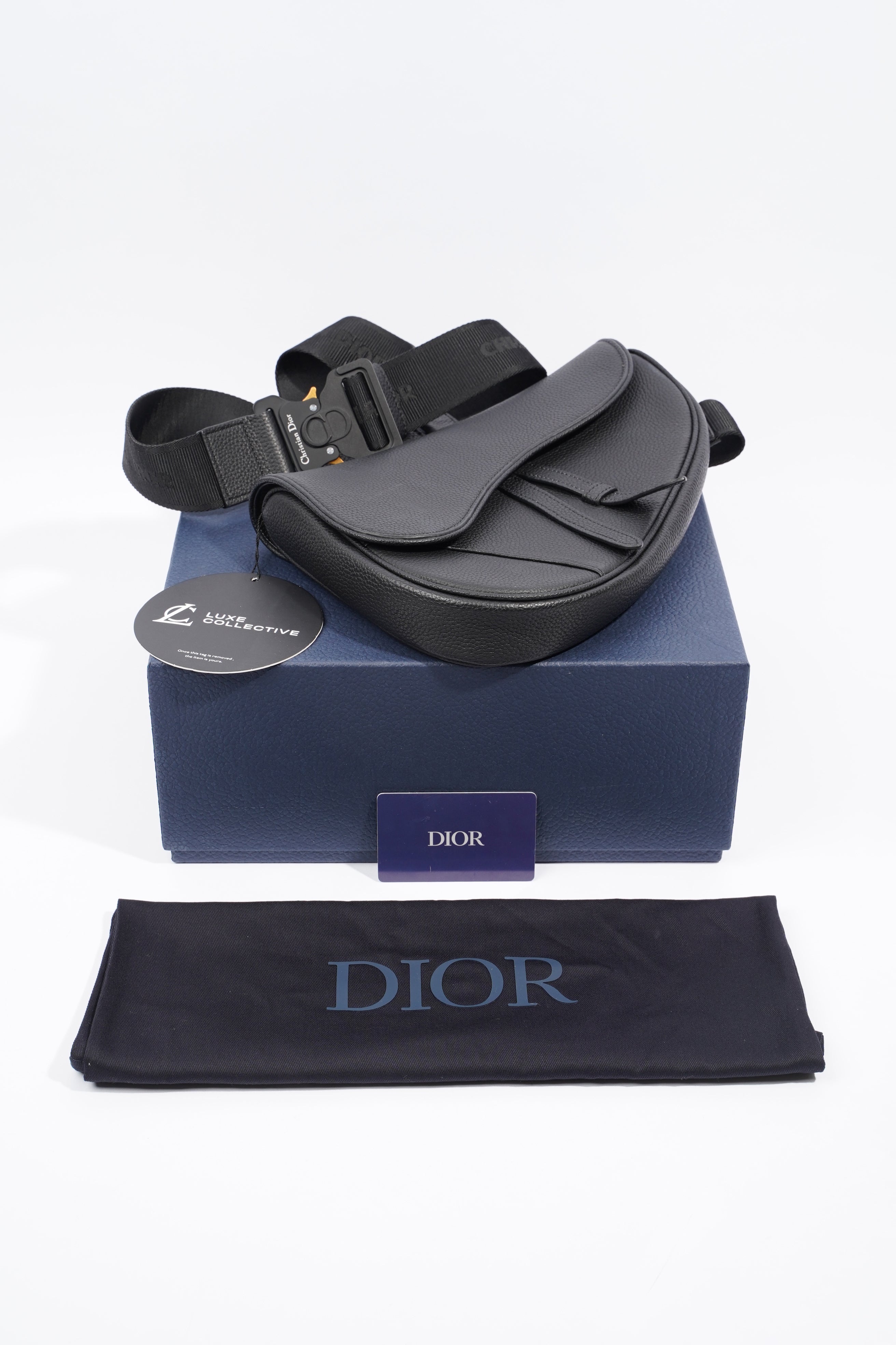 Christian Dior Saddle Black Grained Leather