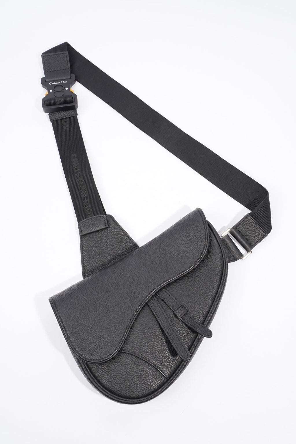 Christian Dior Saddle Black Grained Leather