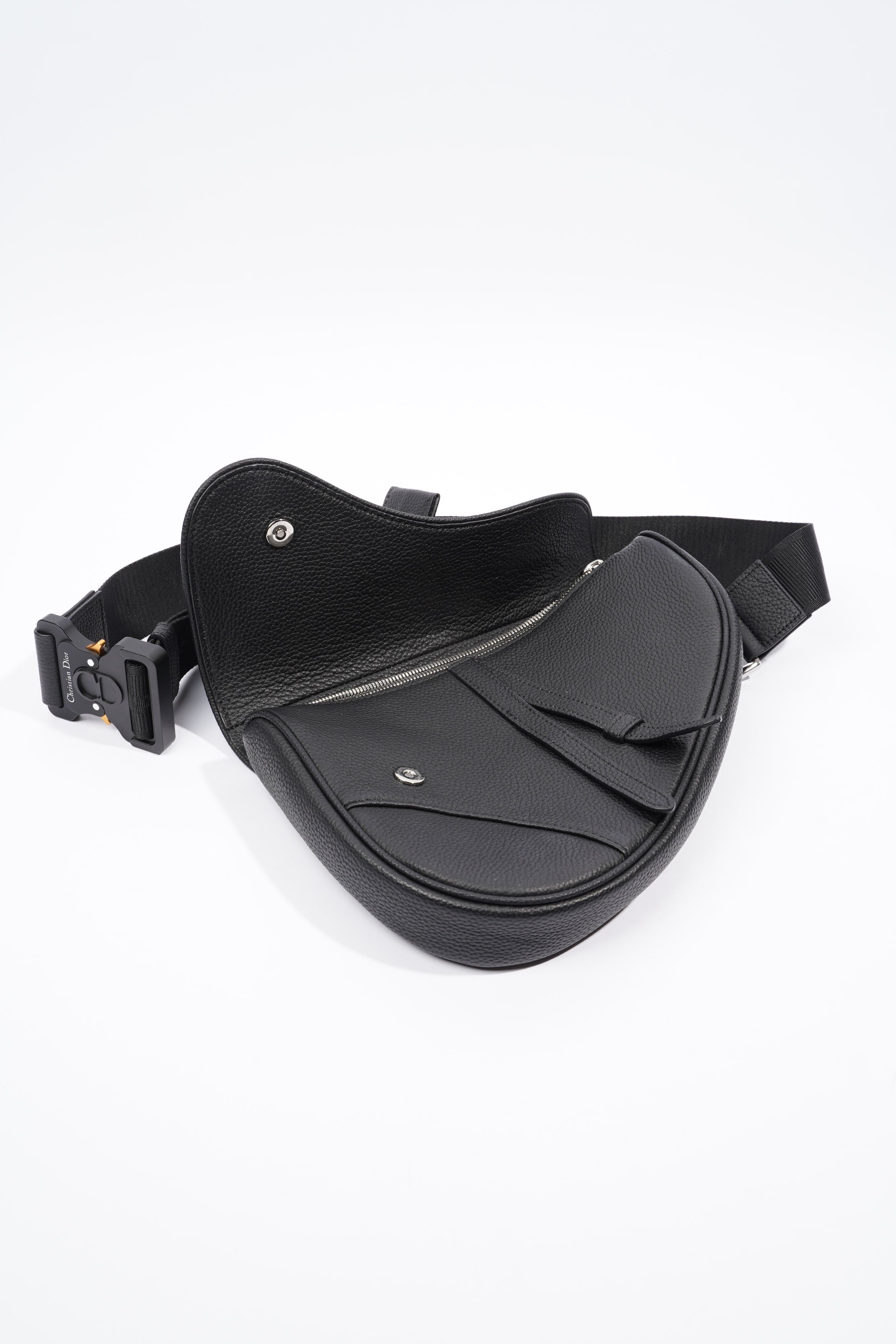 Christian Dior Saddle Black Grained Leather