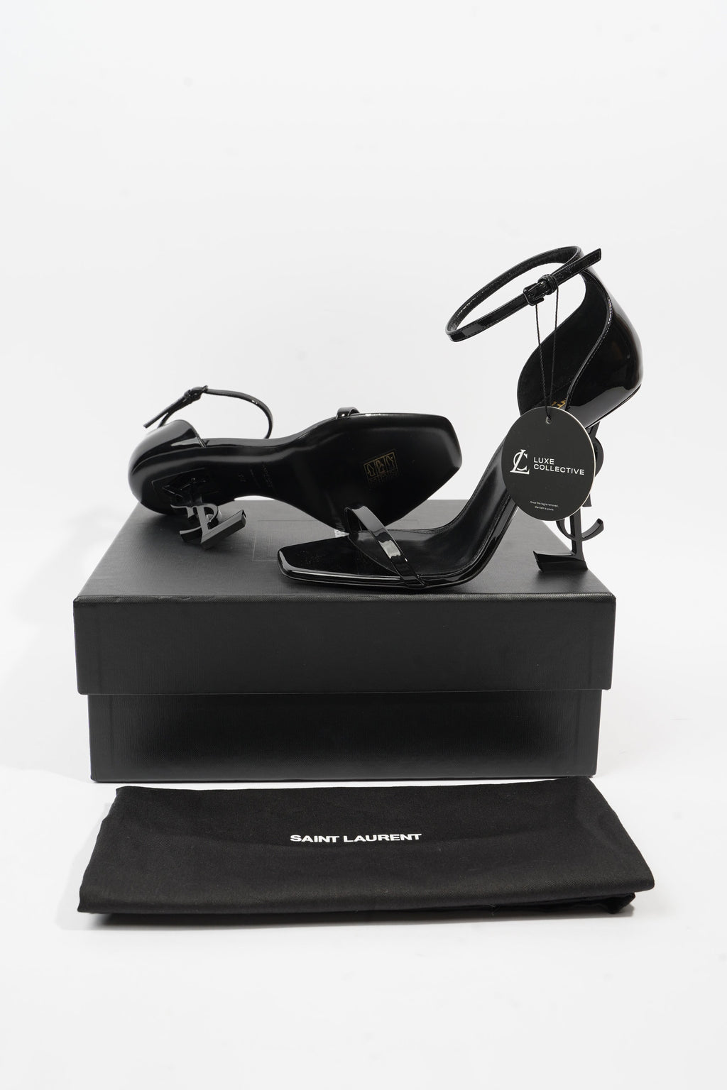 Saint Laurent Opyum Sandal 110 Black Patent Leather EU 38 UK 5