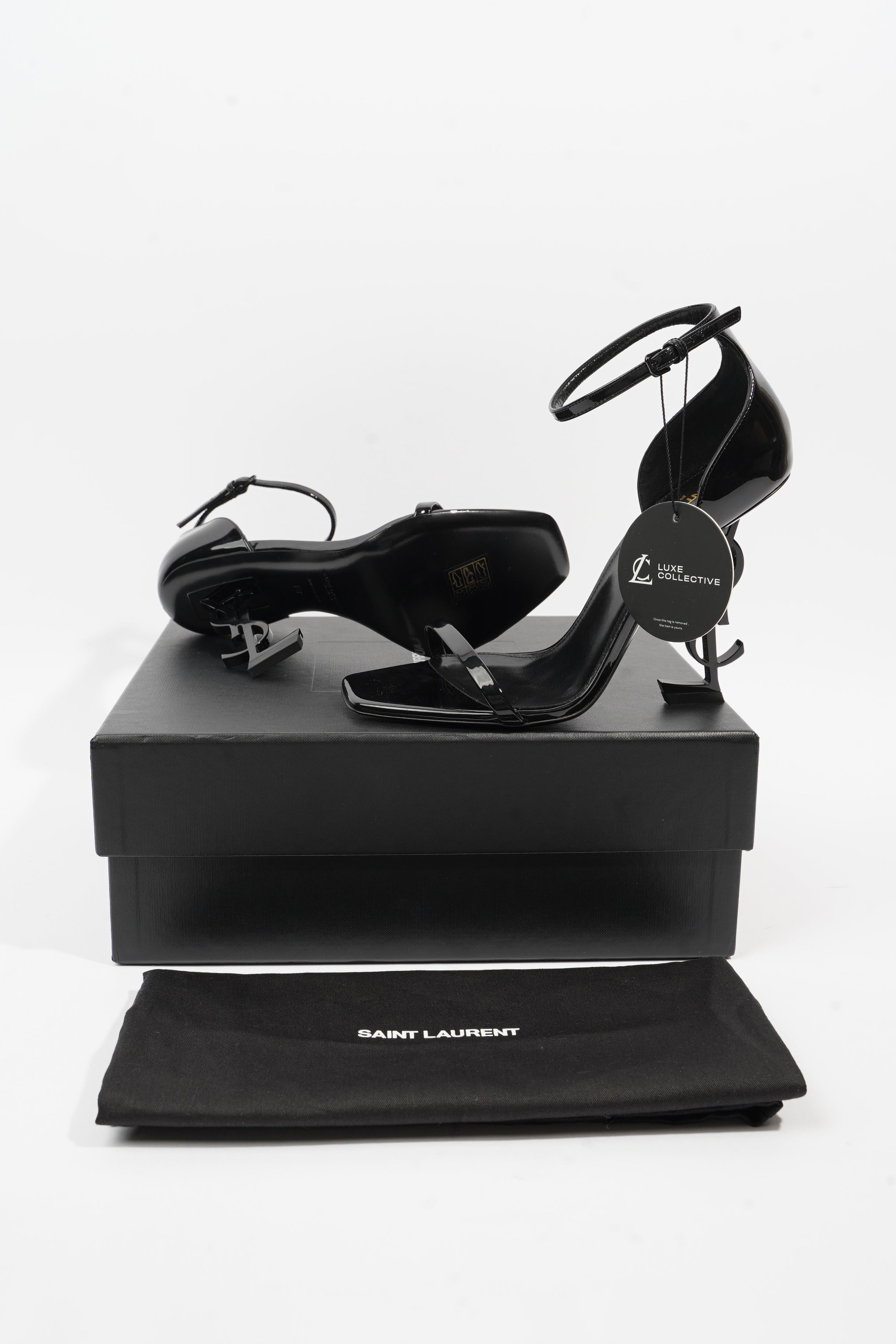 Saint Laurent Opyum Sandal 110 Black Patent Leather EU 38 UK 5
