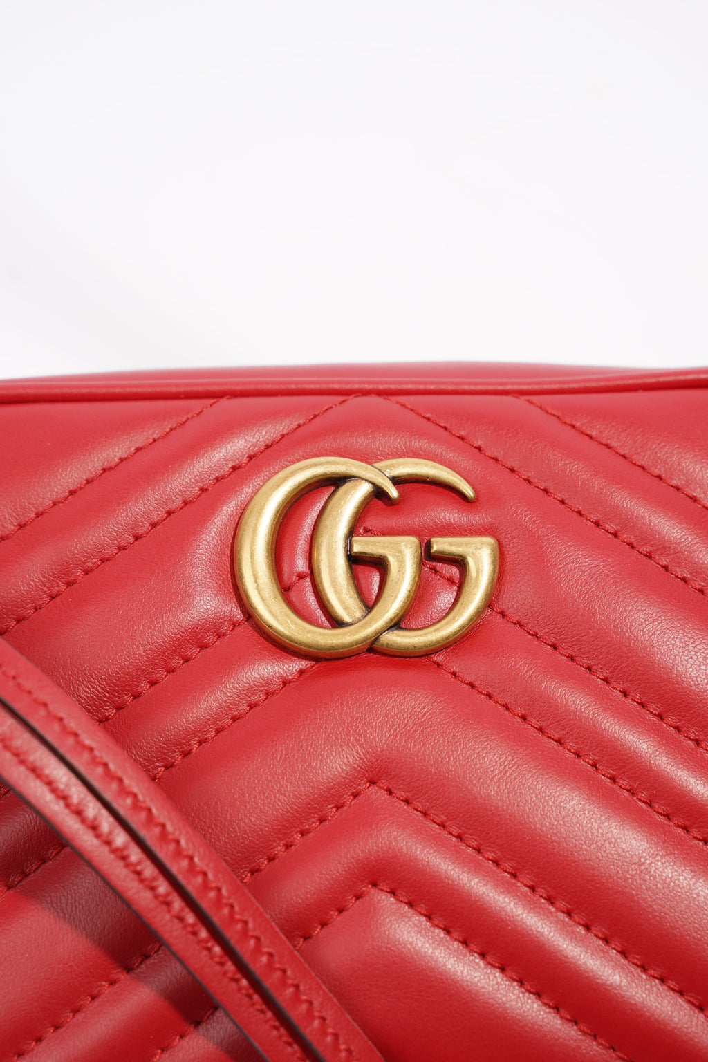 Gucci Marmont Zip Red Matelasse Leather Mini