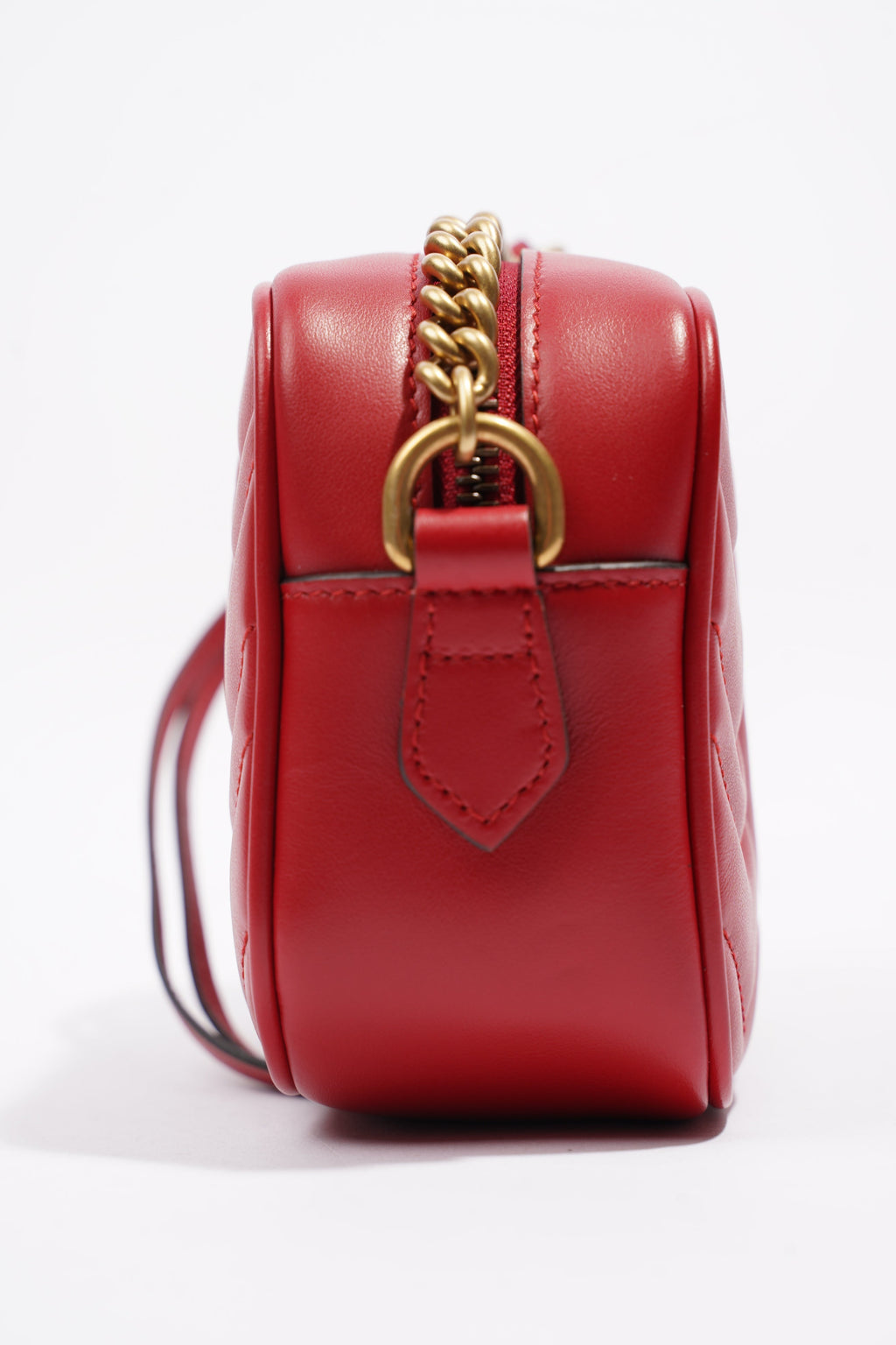 Gucci Marmont Zip Red Matelasse Leather Mini