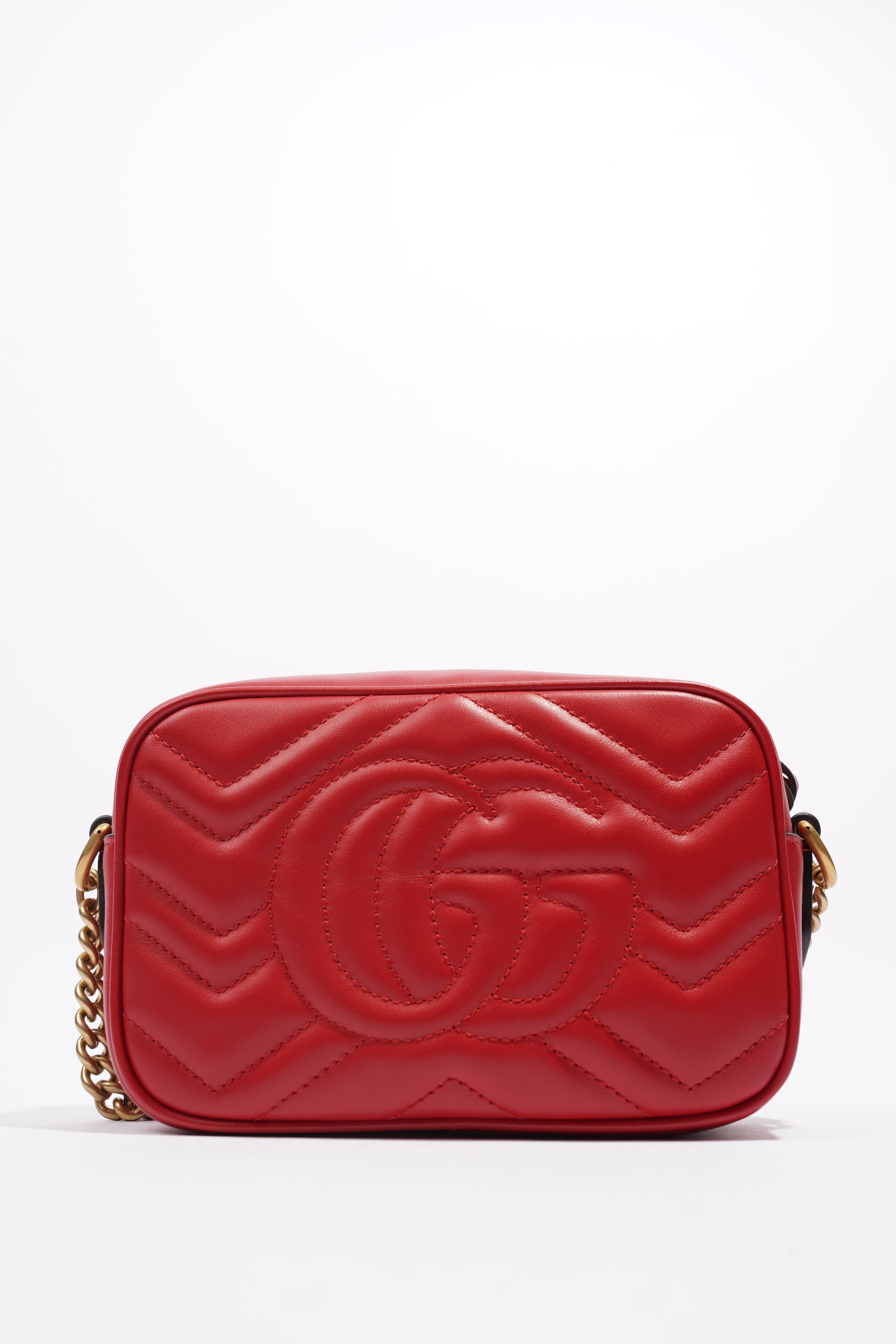 Gucci Marmont Zip Red Matelasse Leather Mini