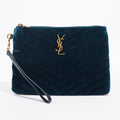 Saint Laurent Chevron Strap Turqoise Velvet