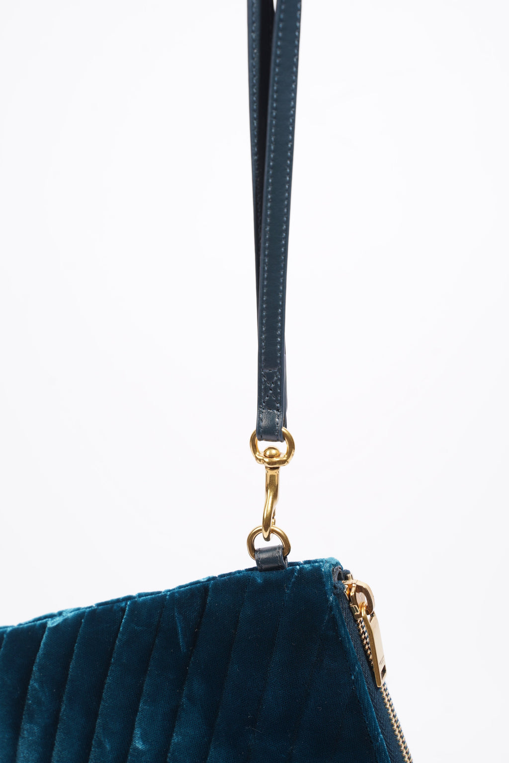 Saint Laurent Chevron Strap Turqoise Velvet
