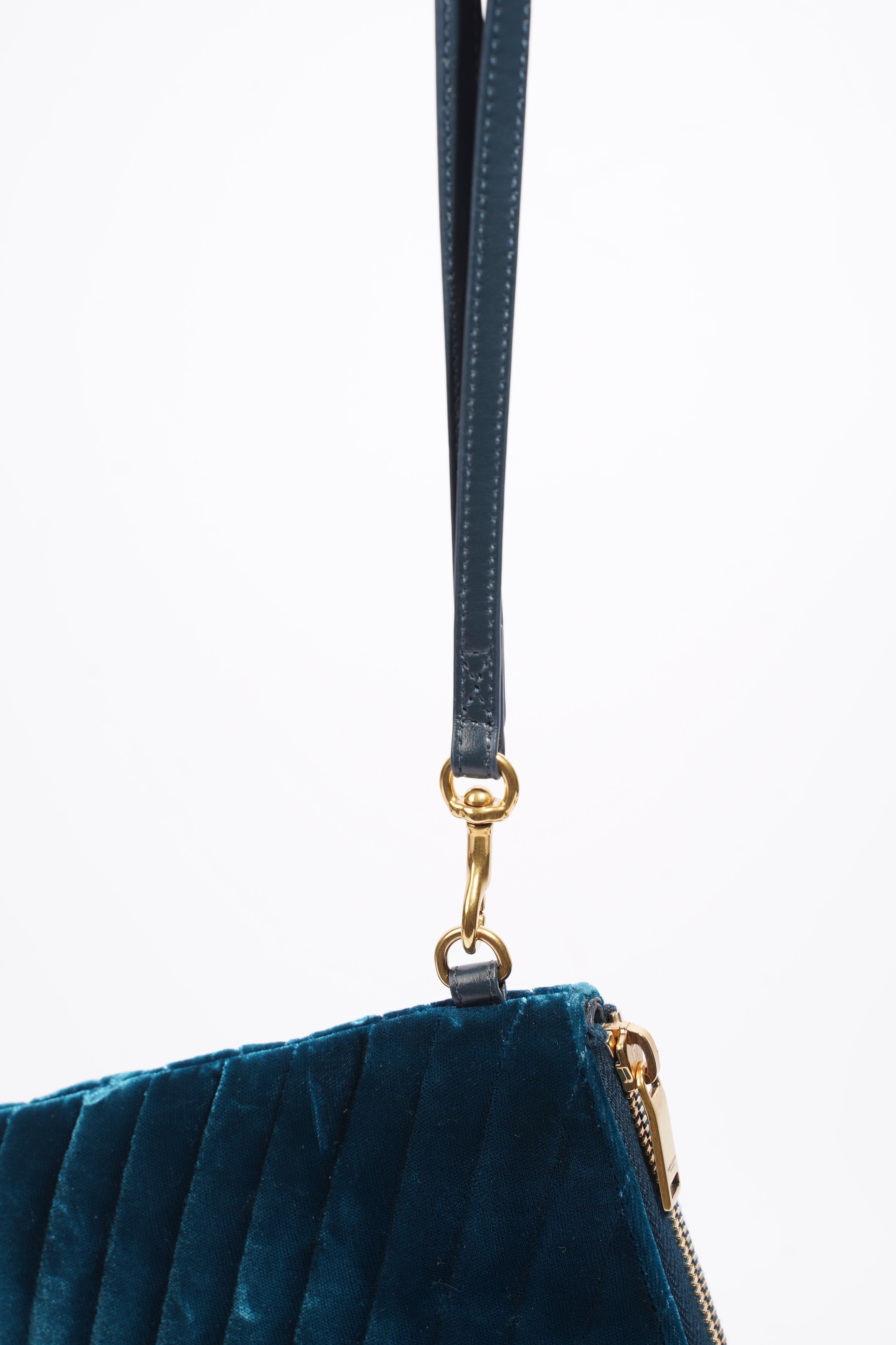 Saint Laurent Chevron Strap Turqoise Velvet