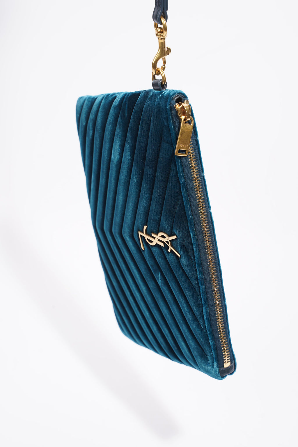 Saint Laurent Chevron Strap Turqoise Velvet
