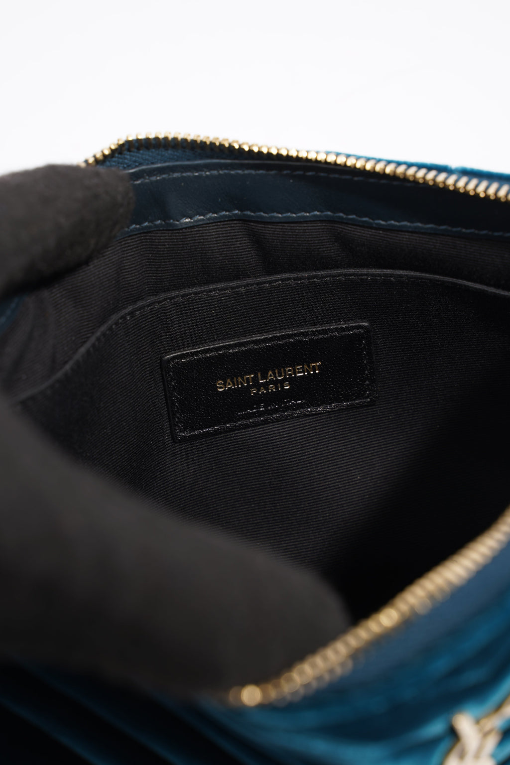 Saint Laurent Chevron Strap Turqoise Velvet