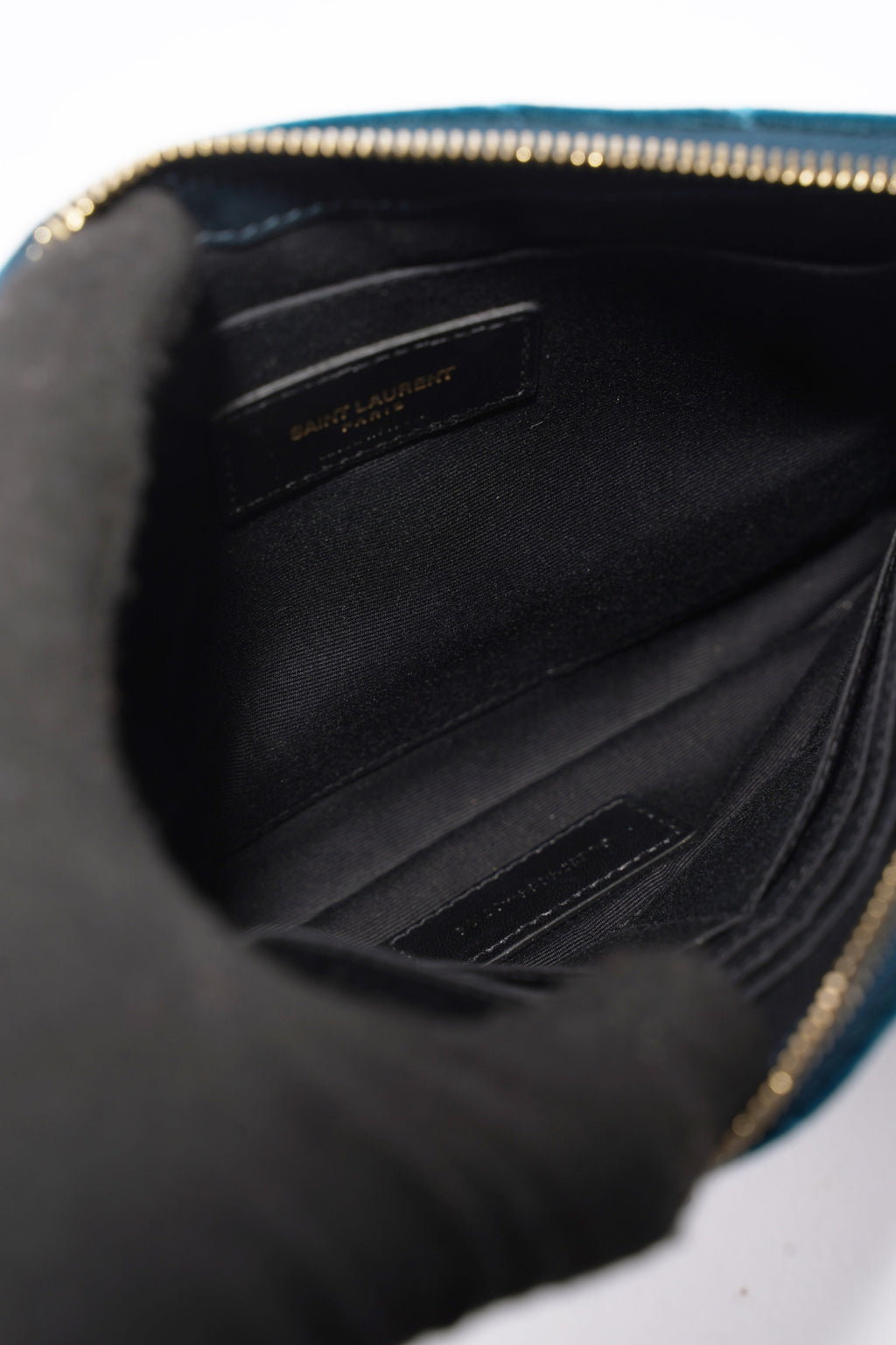 Saint Laurent Chevron Strap Turqoise Velvet