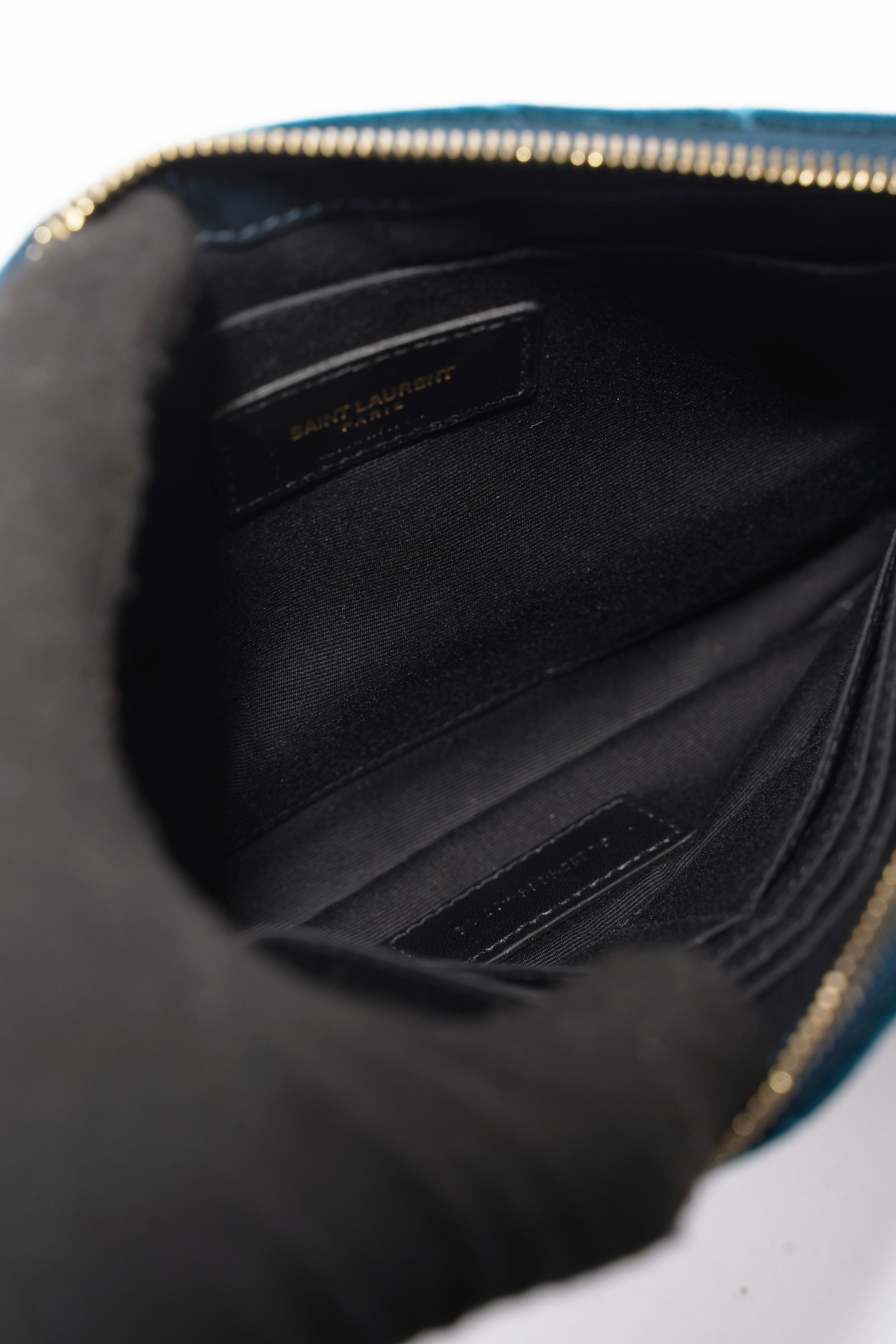 Saint Laurent Chevron Strap Turqoise Velvet