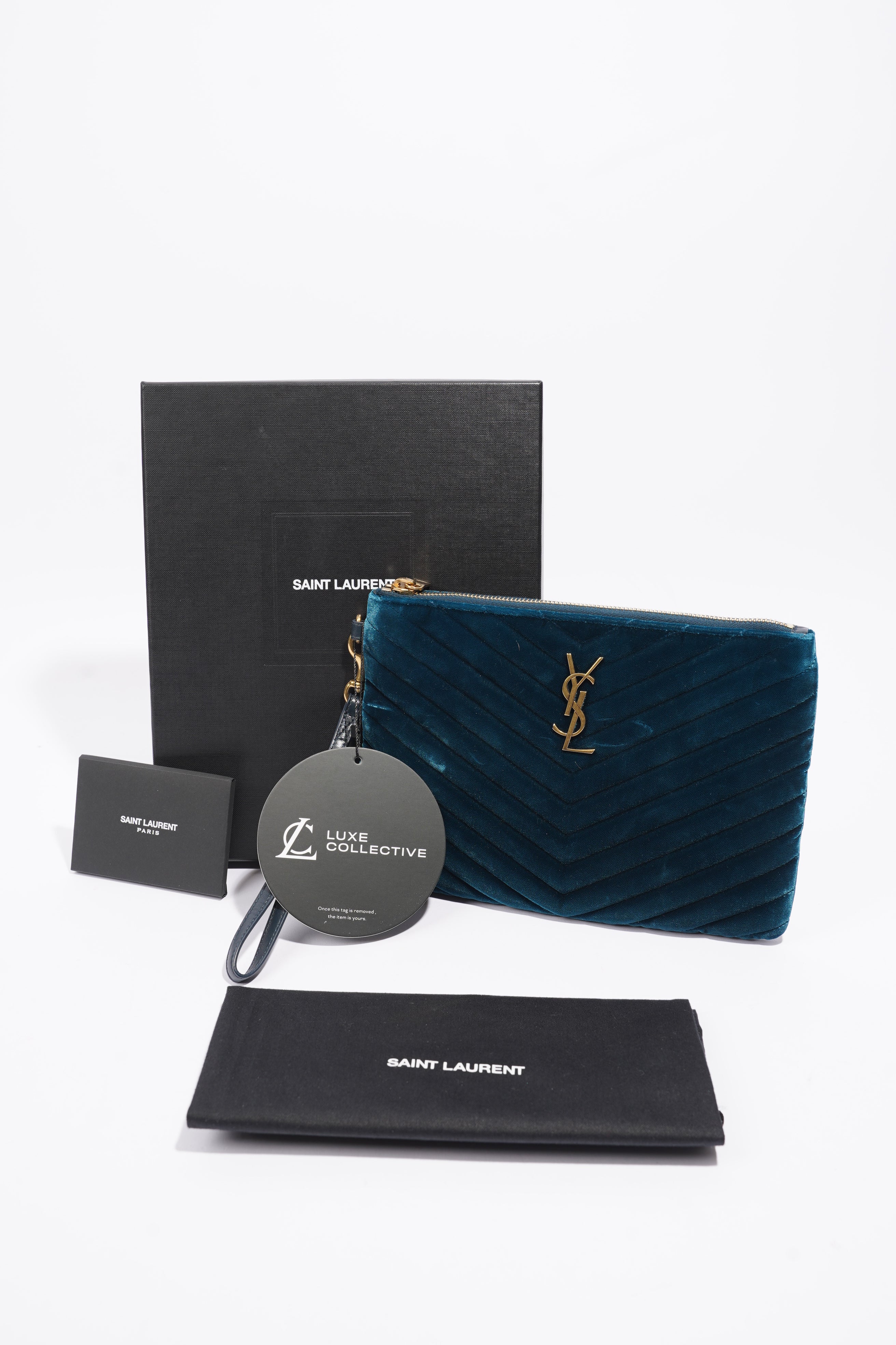 Saint Laurent Chevron Strap Turqoise Velvet